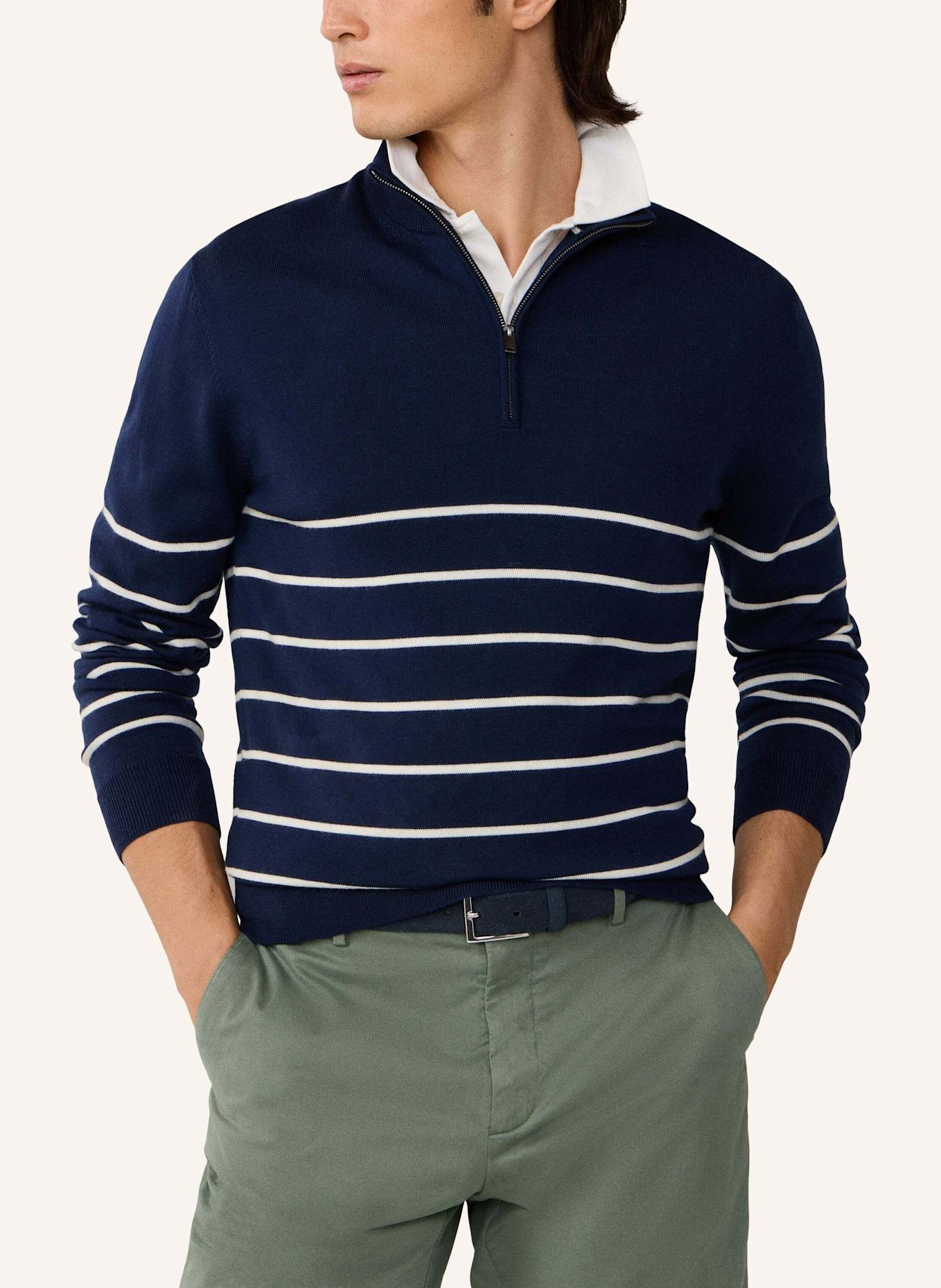 HACKETT LONDON Pullover STRIPE HALF ZIP: BLAU