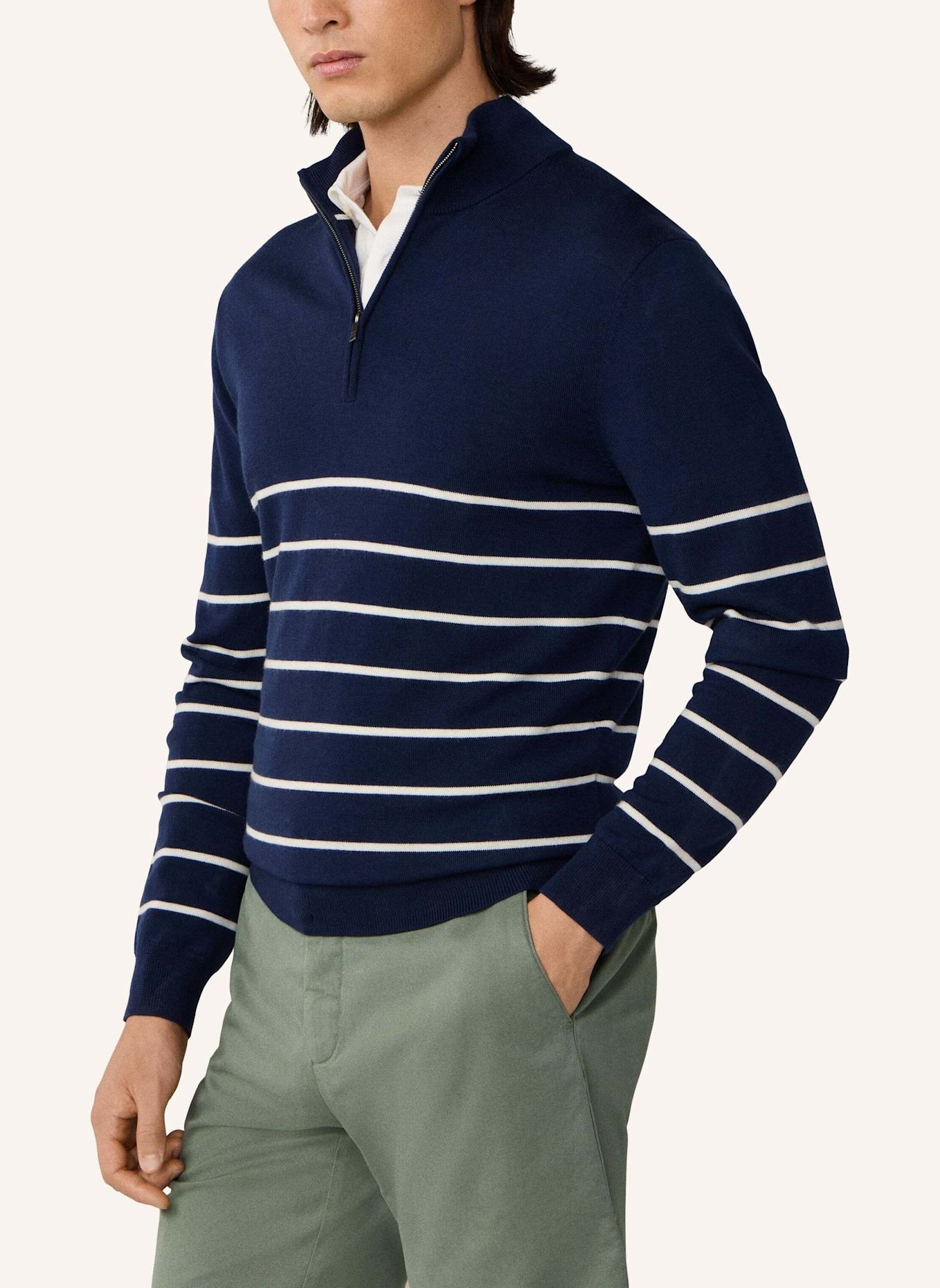 HACKETT LONDON Pullover STRIPE HALF ZIP: BLAU
