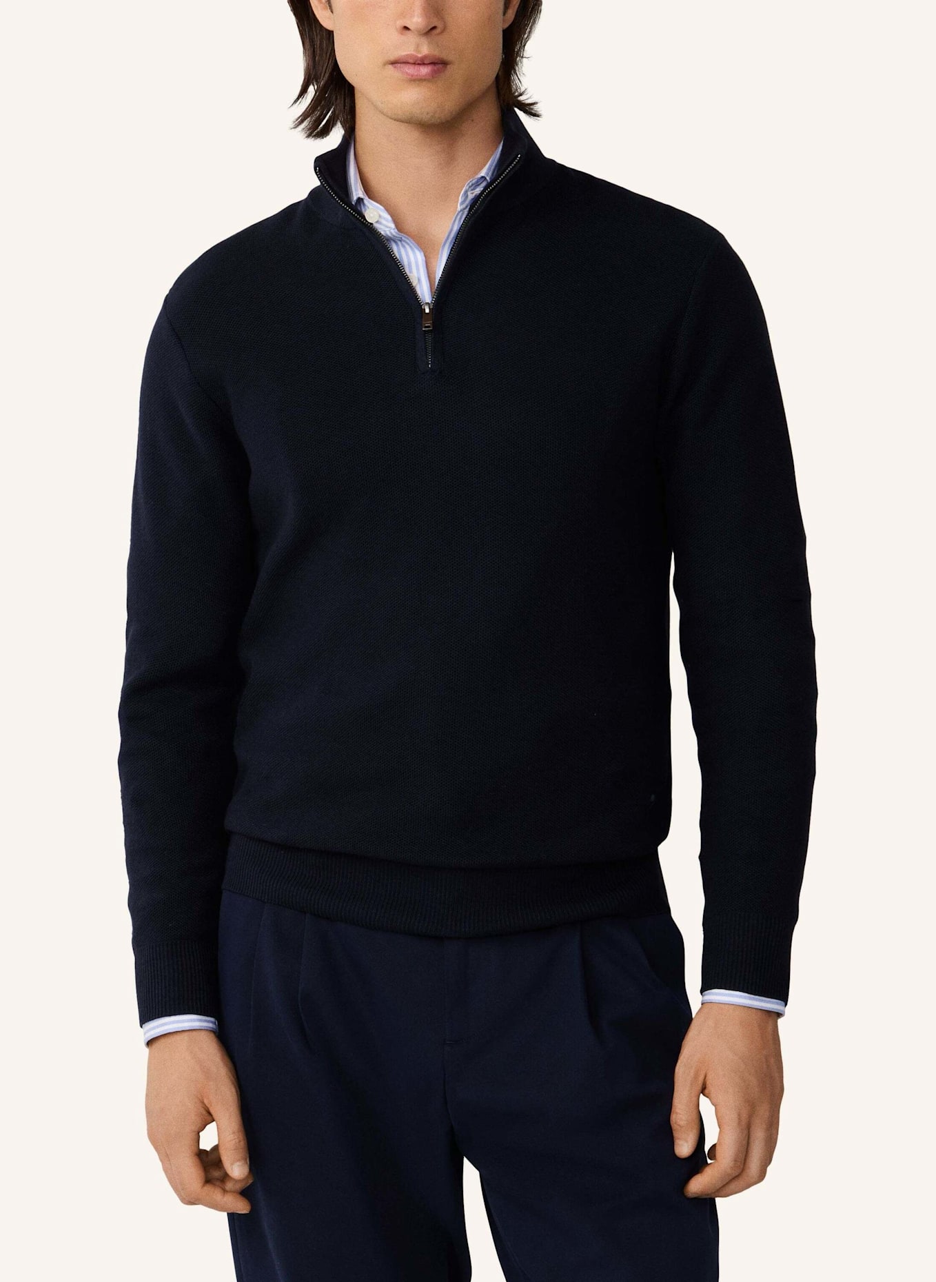 HACKETT LONDON Pullover HONEYCOMB HZIP: BLAU