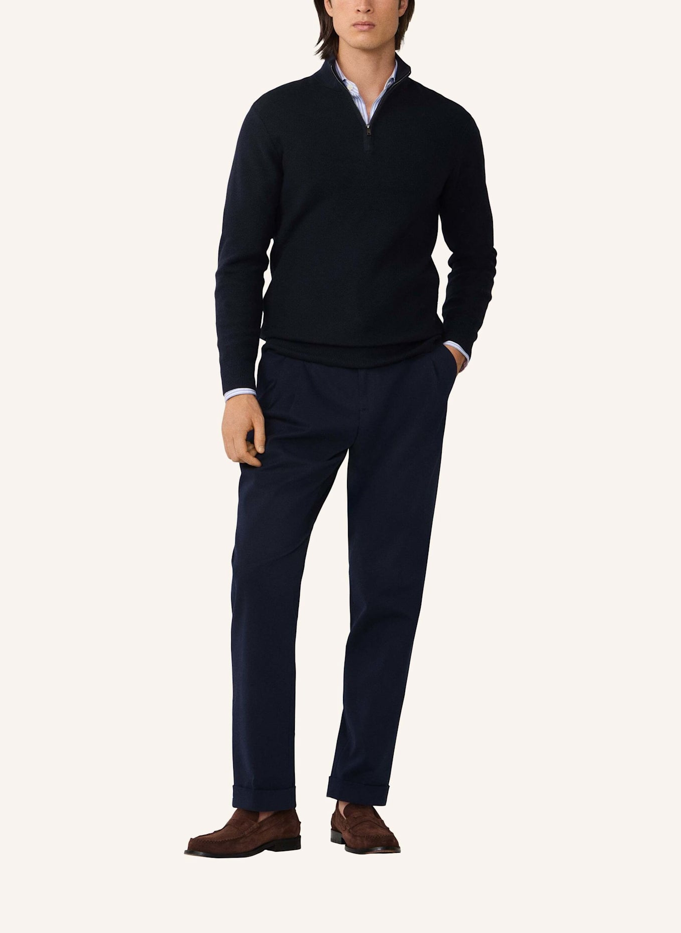 HACKETT LONDON Pullover HONEYCOMB HZIP: BLAU