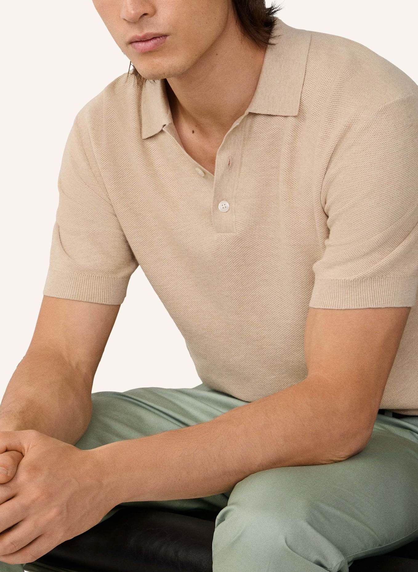 HACKETT LONDON Poloshirt HONEYCOMB SS POLO: BEIGE