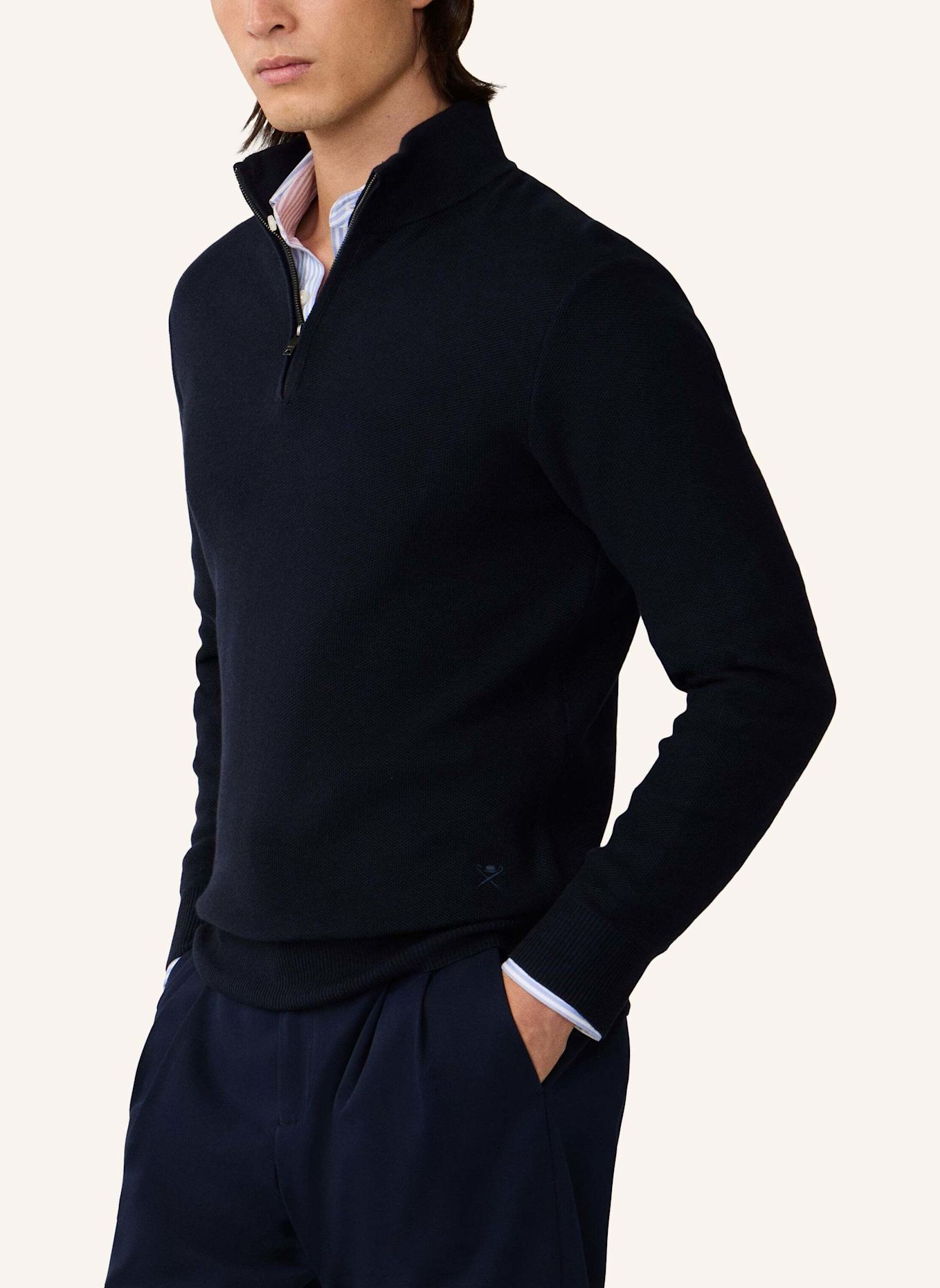 HACKETT LONDON Pullover HONEYCOMB HZIP: BLAU