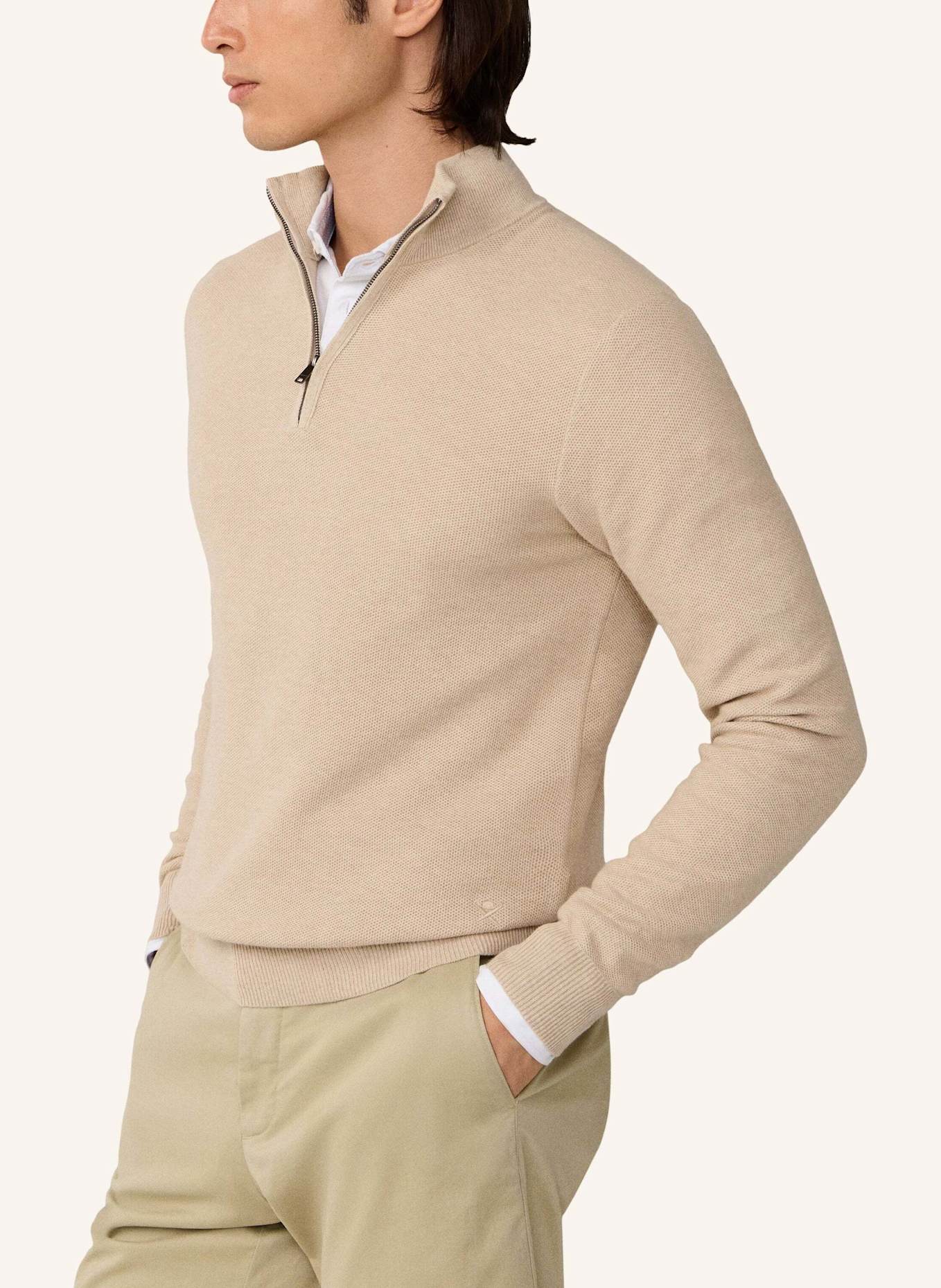 HACKETT LONDON Pullover HONEYCOMB HZIP: BEIGE