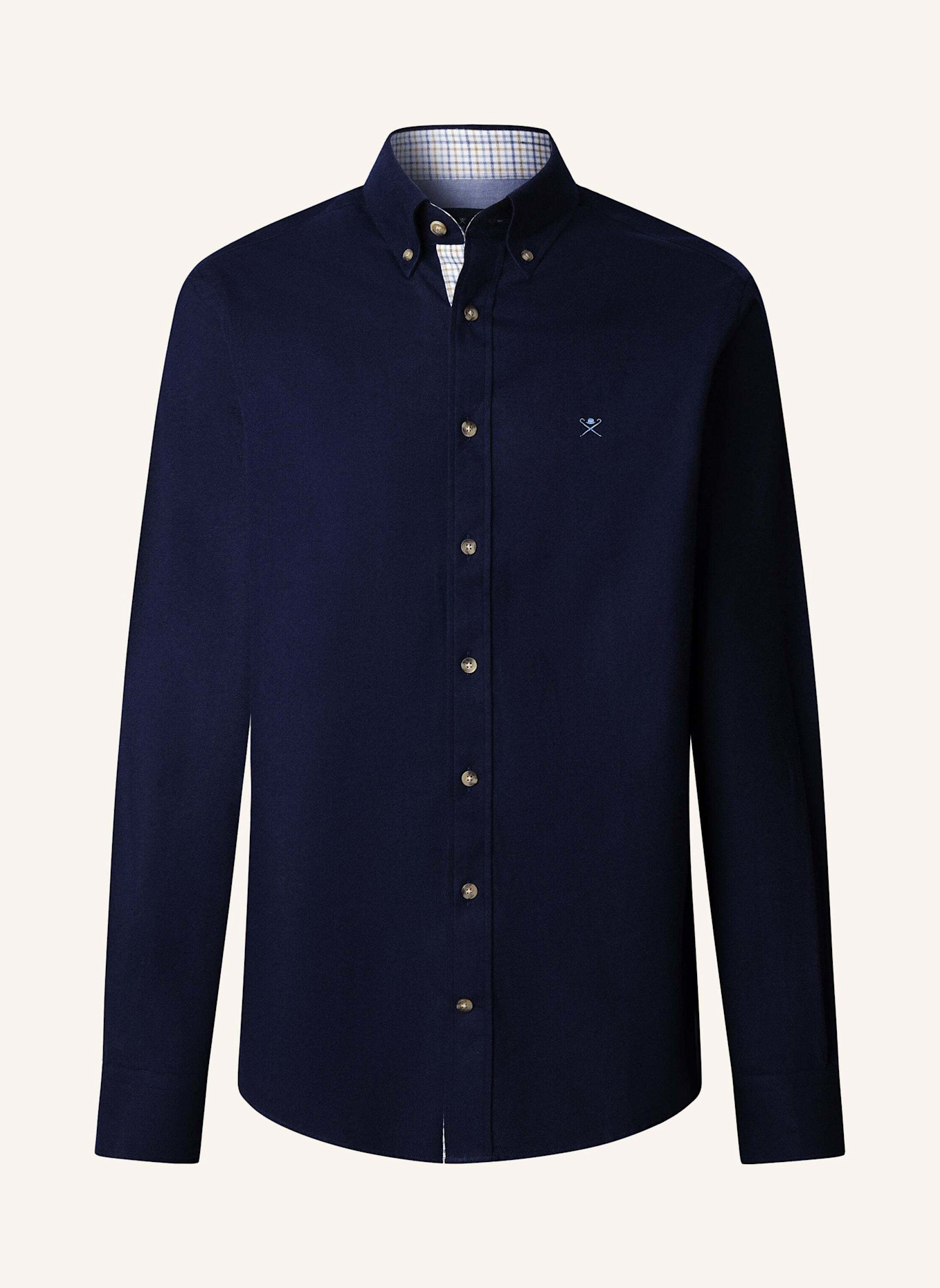 HACKETT LONDON Freizeithemd FLANNEL MULTI TRIM: DUNKELBLAU