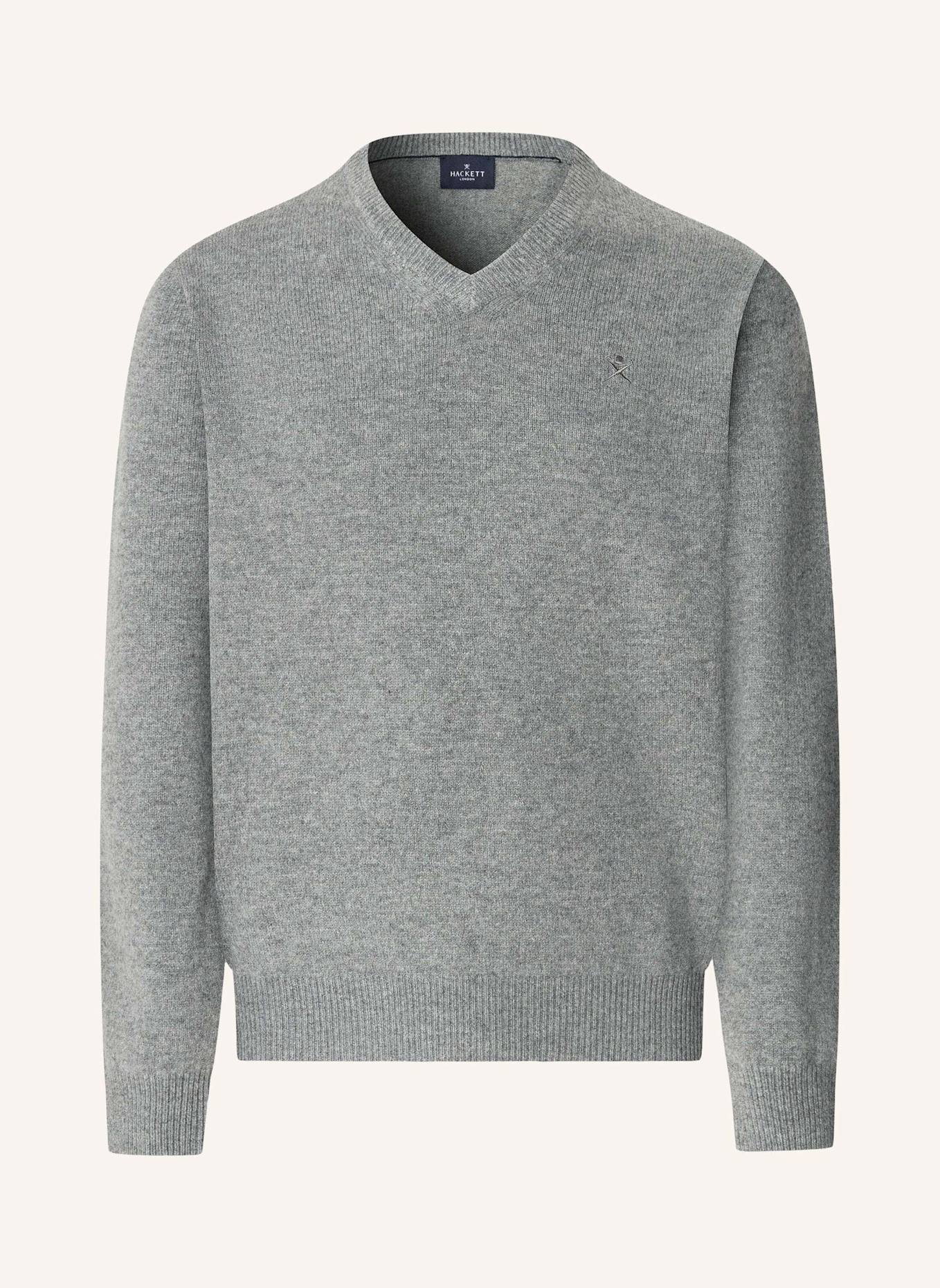 HACKETT LONDON Pullover LAMBSWOOL V NECK: GRAU