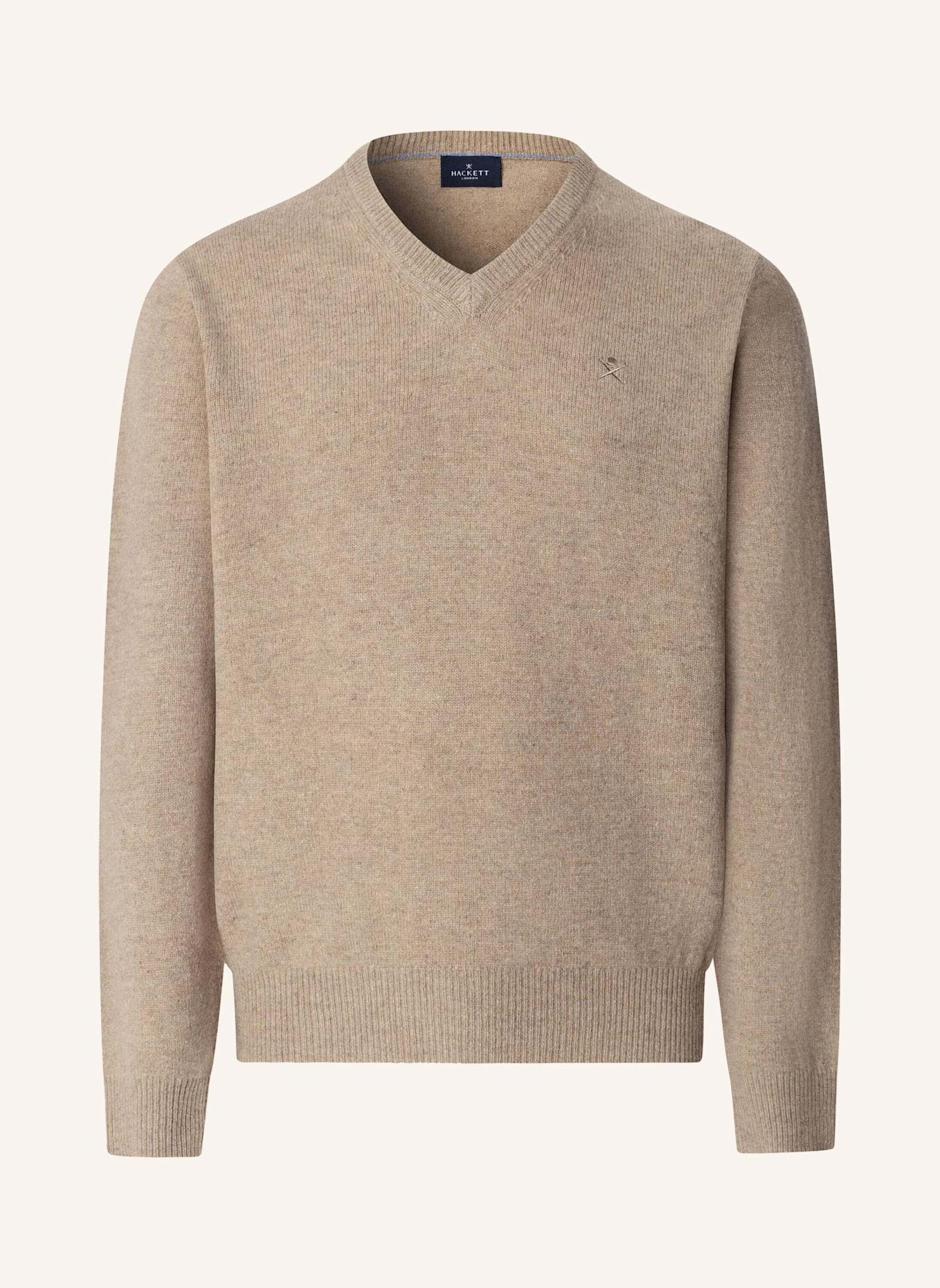 HACKETT LONDON Pullover LAMBSWOOL V NECK: BEIGE