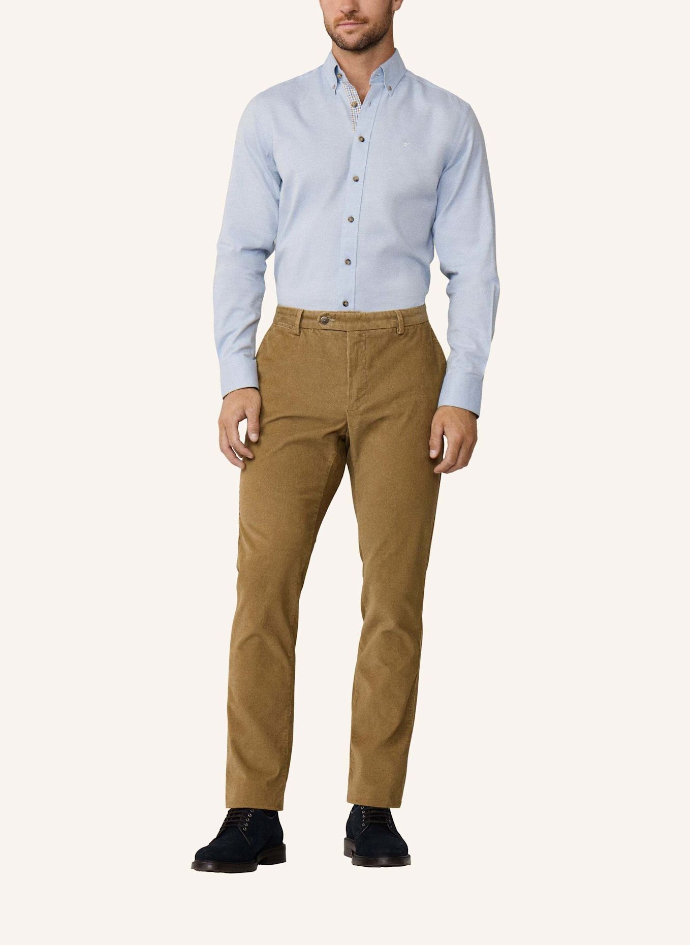 HACKETT LONDON Freizeithemd FLANNEL MULTI TRIM: HELLBLAU