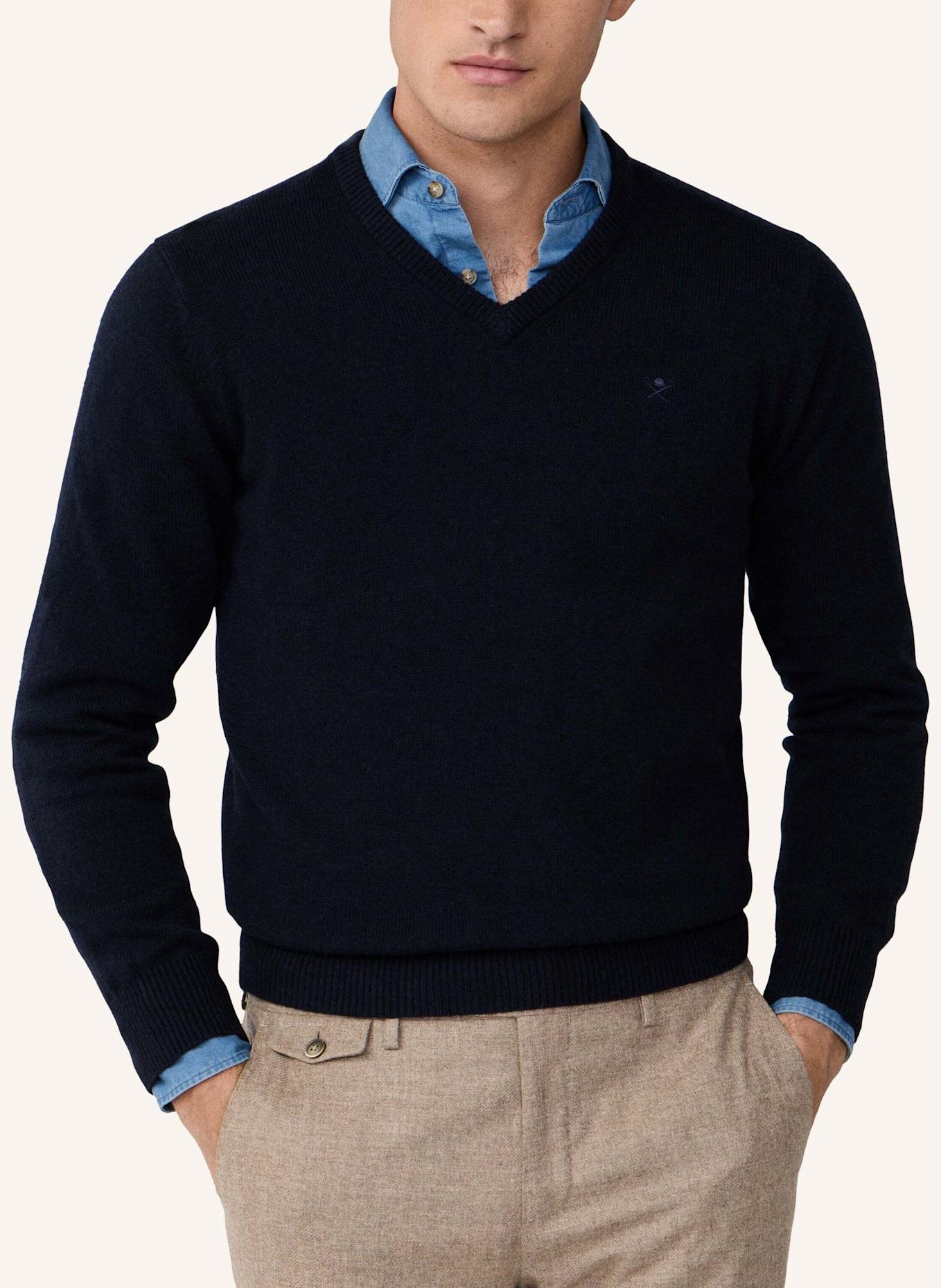 HACKETT LONDON Pullover LAMBSWOOL V NECK: BLAU