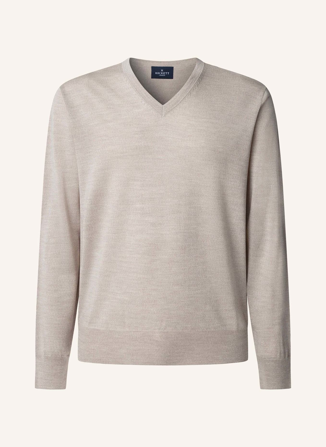 HACKETT LONDON Pullover GMD MERINO SILK VNECK: BEIGE