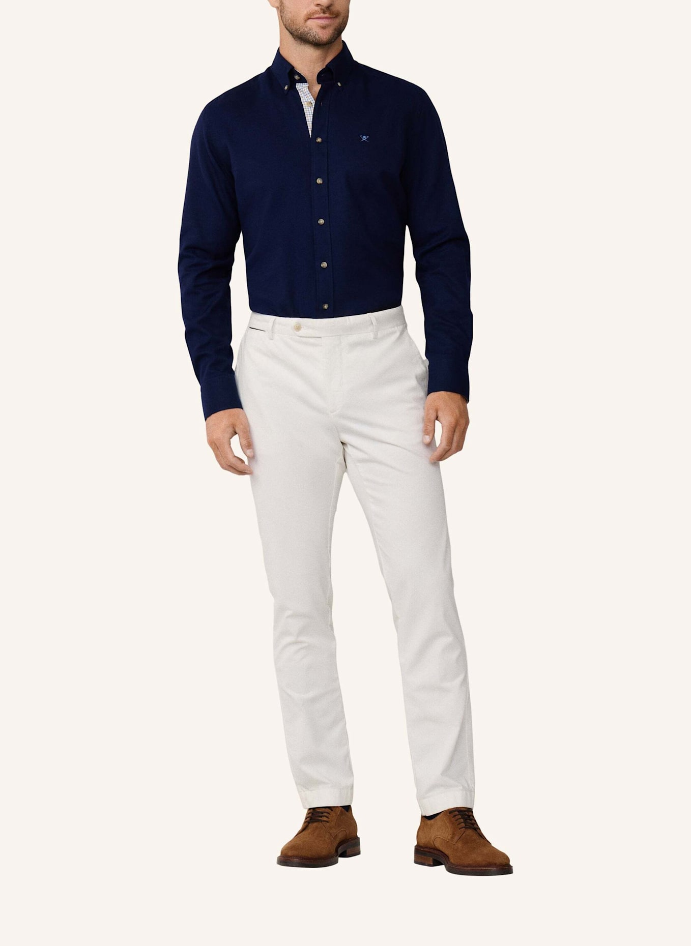HACKETT LONDON Freizeithemd FLANNEL MULTI TRIM: DUNKELBLAU