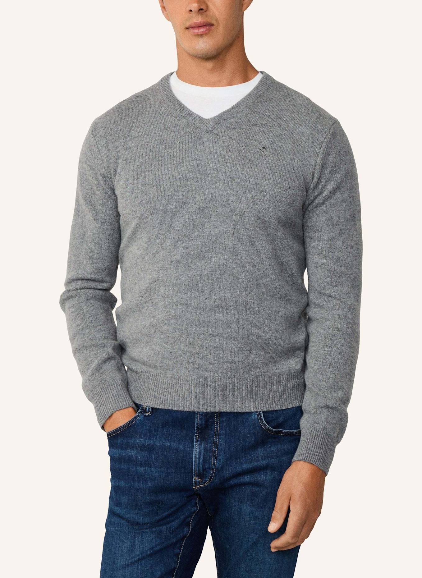 HACKETT LONDON Pullover LAMBSWOOL V NECK: GRAU