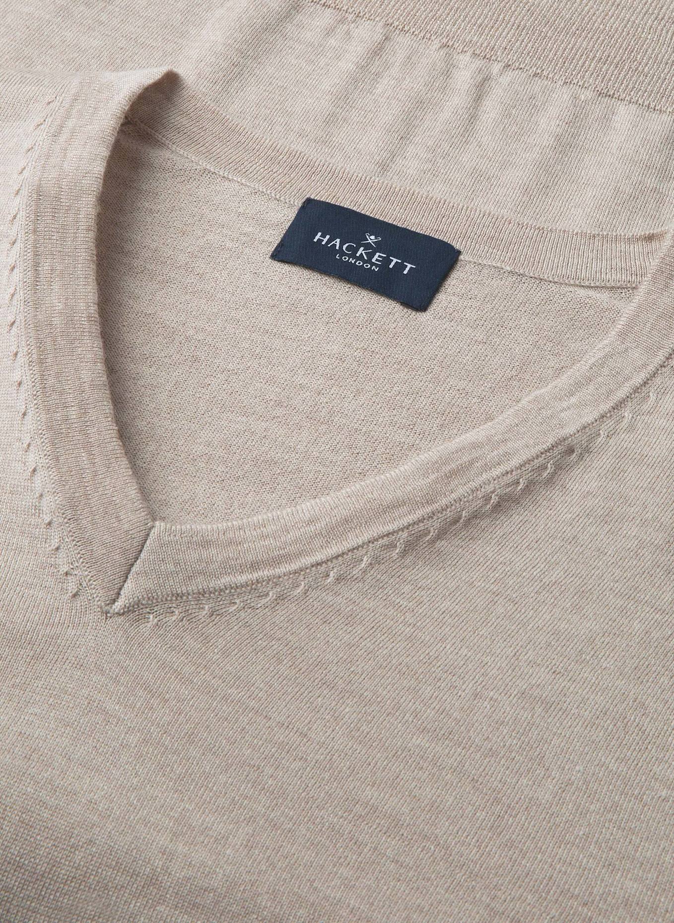 HACKETT LONDON Pullover GMD MERINO SILK VNECK: BEIGE