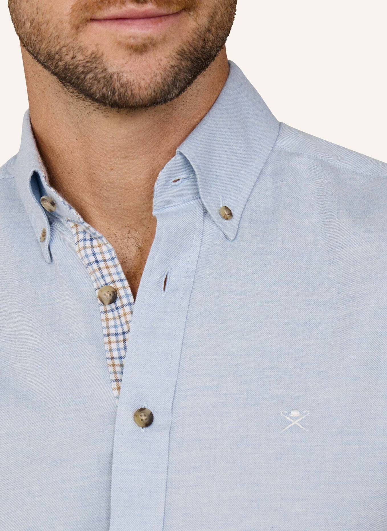 HACKETT LONDON Freizeithemd FLANNEL MULTI TRIM: HELLBLAU
