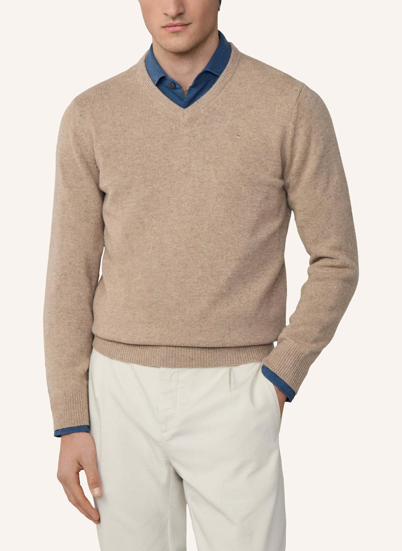HACKETT LONDON Pullover LAMBSWOOL V NECK: BEIGE
