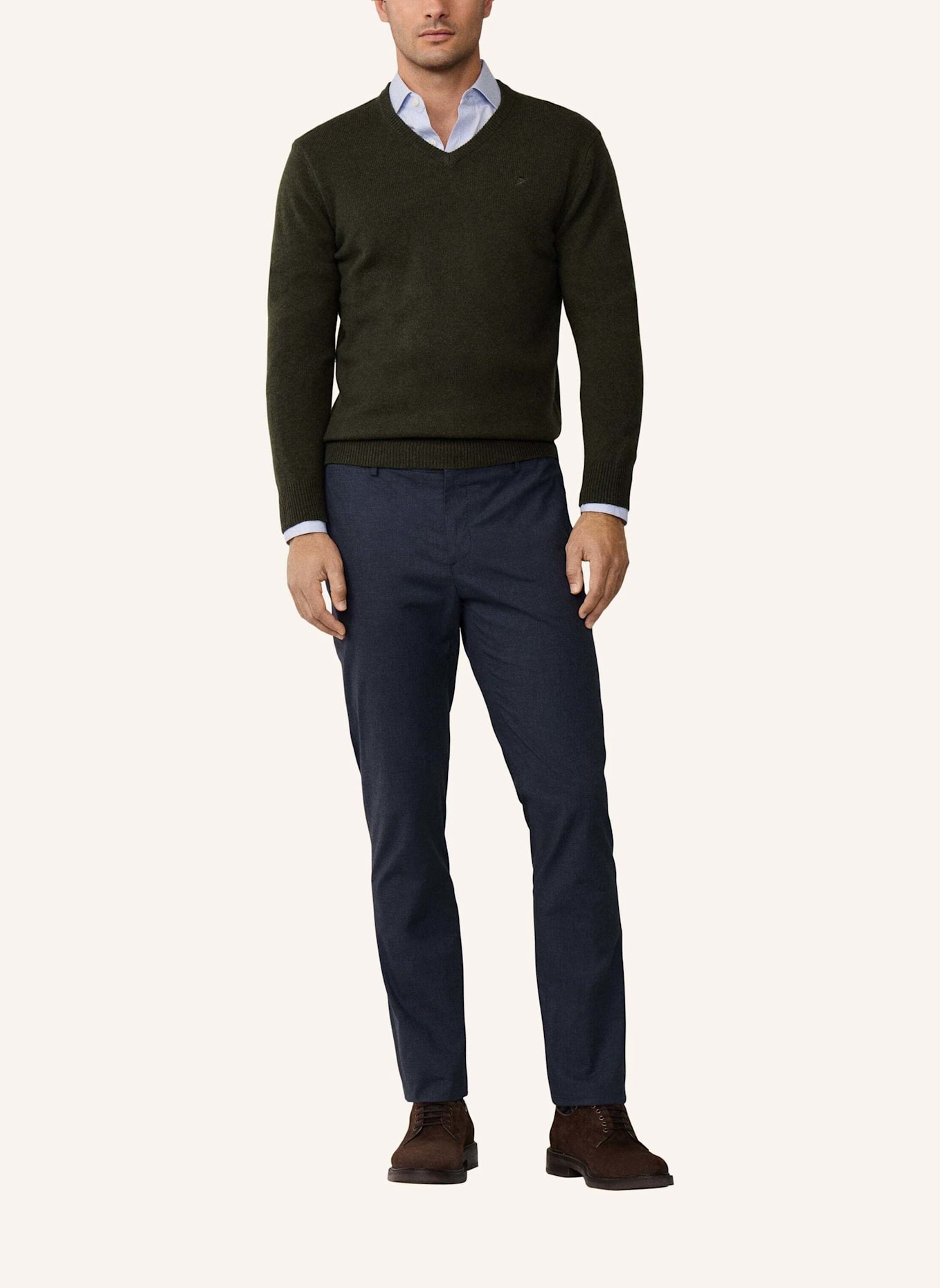 HACKETT LONDON Pullover LAMBSWOOL V NECK: GRÜN