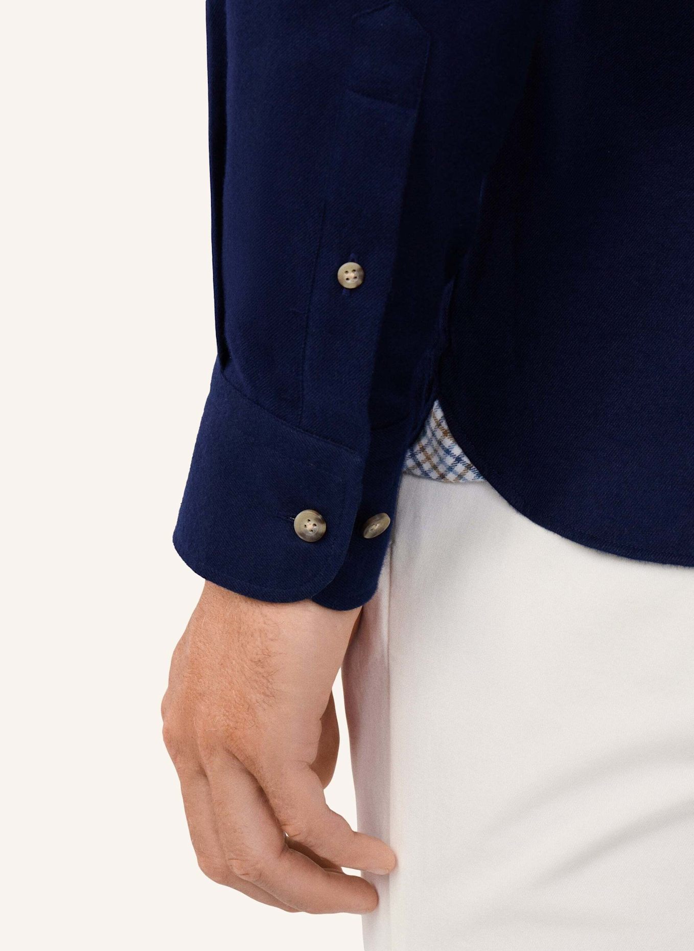 HACKETT LONDON Freizeithemd FLANNEL MULTI TRIM: DUNKELBLAU