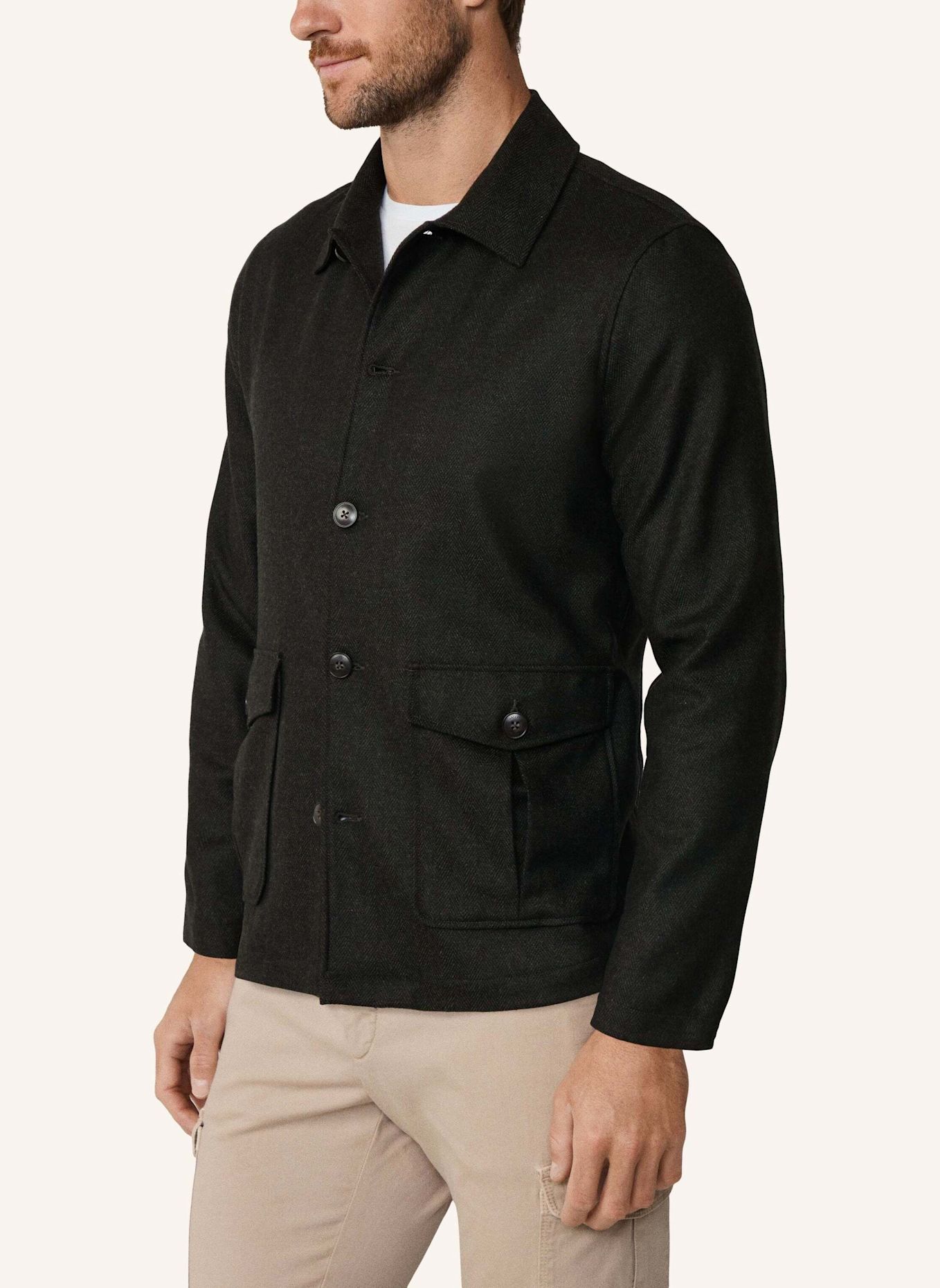 HACKETT LONDON Fieldjacket HBONE FLAN OVERSHIRT: GRÜN