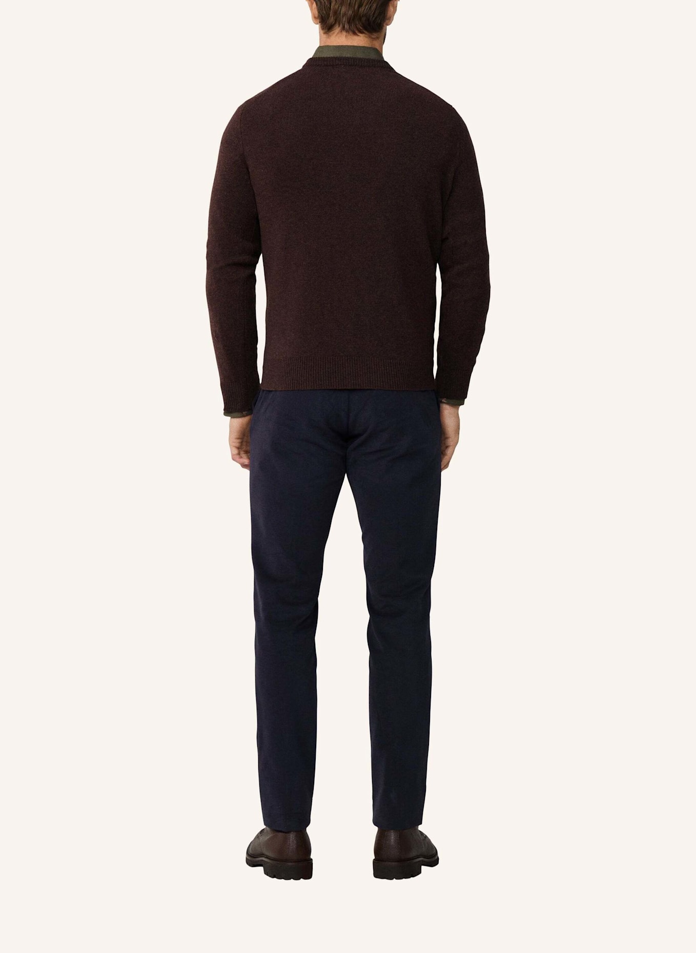 HACKETT LONDON Pullover LAMBSWOOL V NECK: DUNKELBRAUN