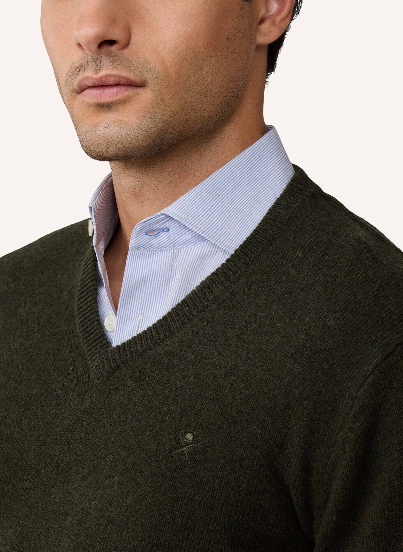 HACKETT LONDON Pullover LAMBSWOOL V NECK: GRÜN