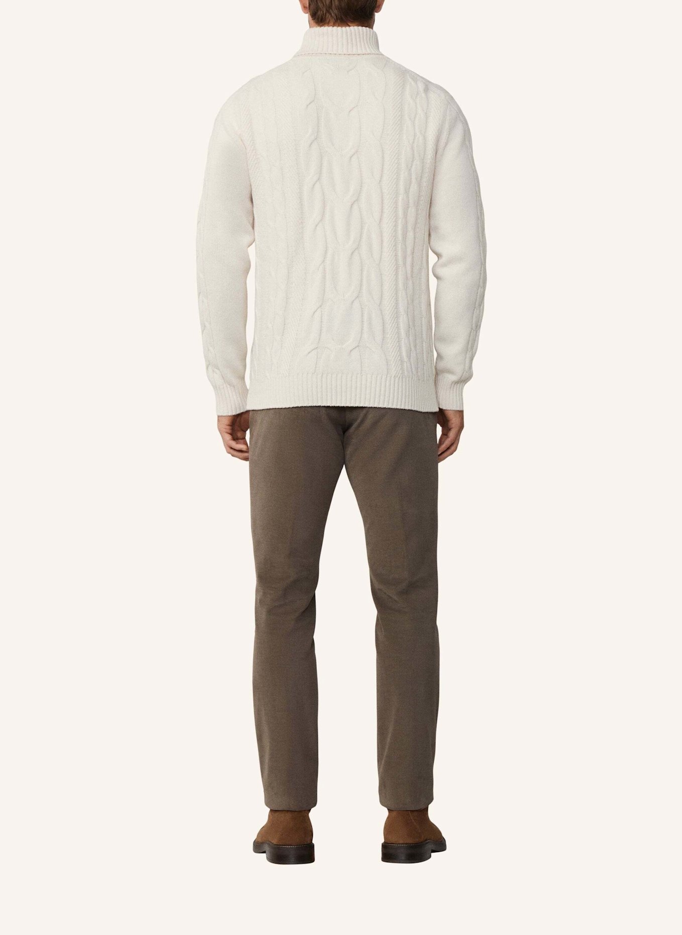 HACKETT LONDON Pullover CABLE ROLL NECK: CREME