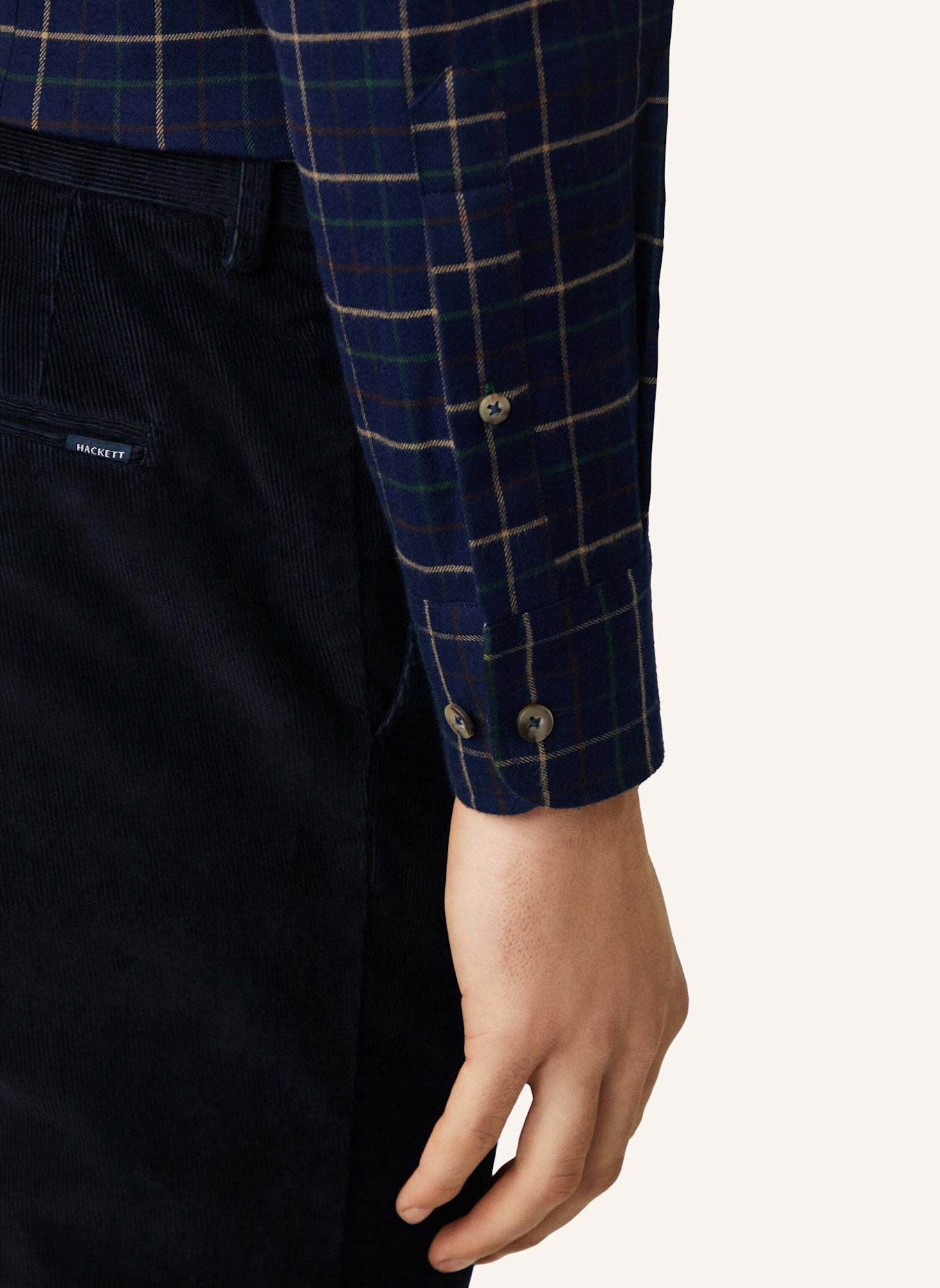 HACKETT LONDON Freizeithemd NAVY FLAN TATTERSALL: DUNKELBLAU