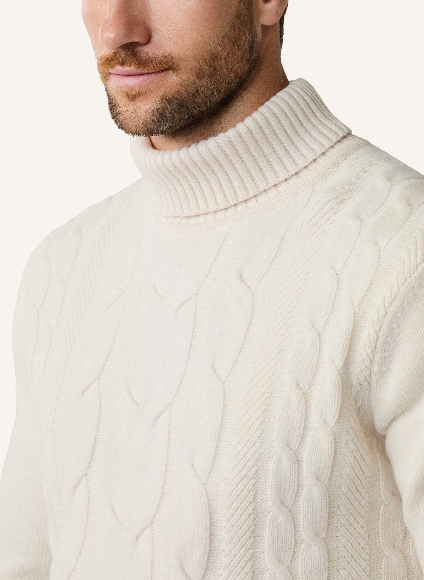 HACKETT LONDON Pullover CABLE ROLL NECK: CREME