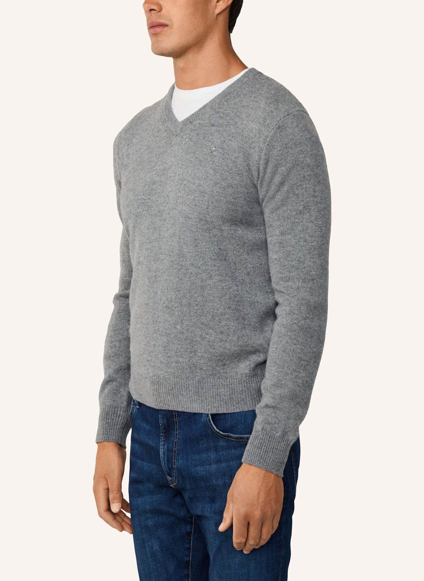 HACKETT LONDON Pullover LAMBSWOOL V NECK: GRAU