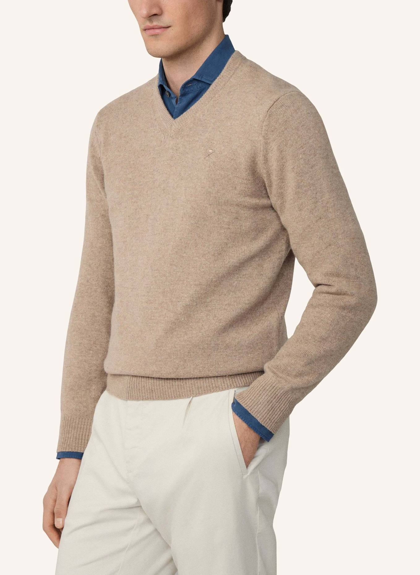 HACKETT LONDON Pullover LAMBSWOOL V NECK: BEIGE
