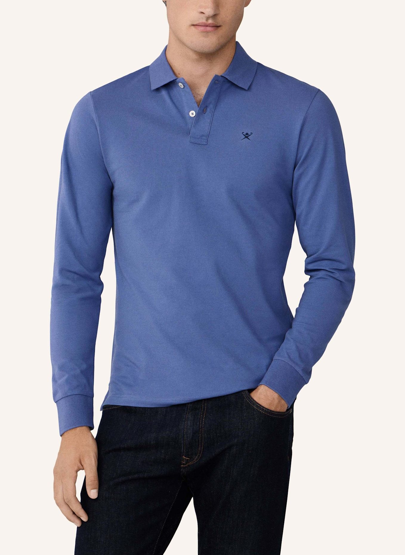 HACKETT LONDON Poloshirt SLIM FIT LOGO LS: BLAU