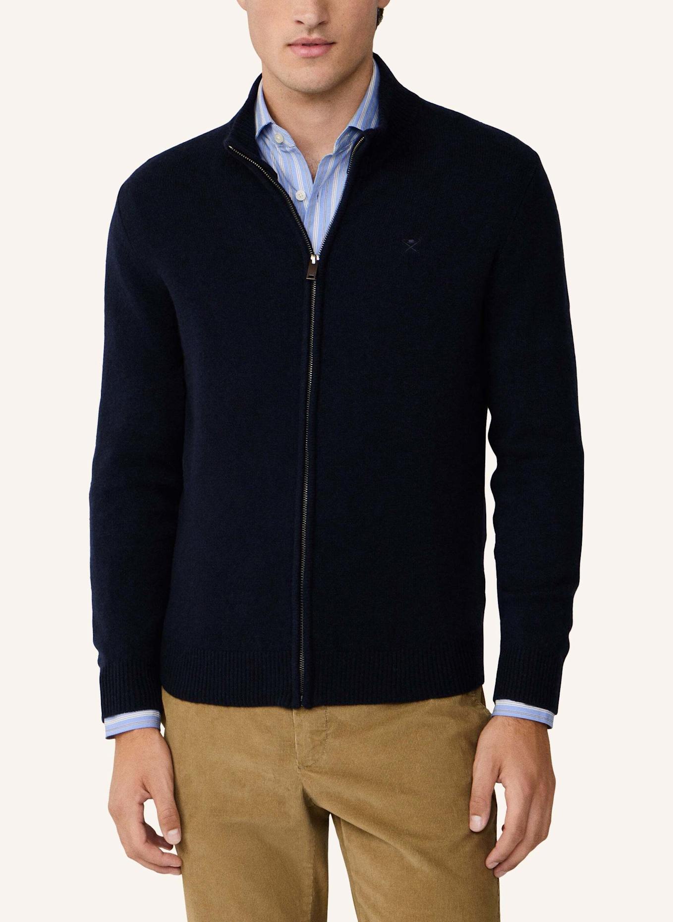 HACKETT LONDON Strickjacken Cardigan LAMBSWOOL FZIP: BLAU