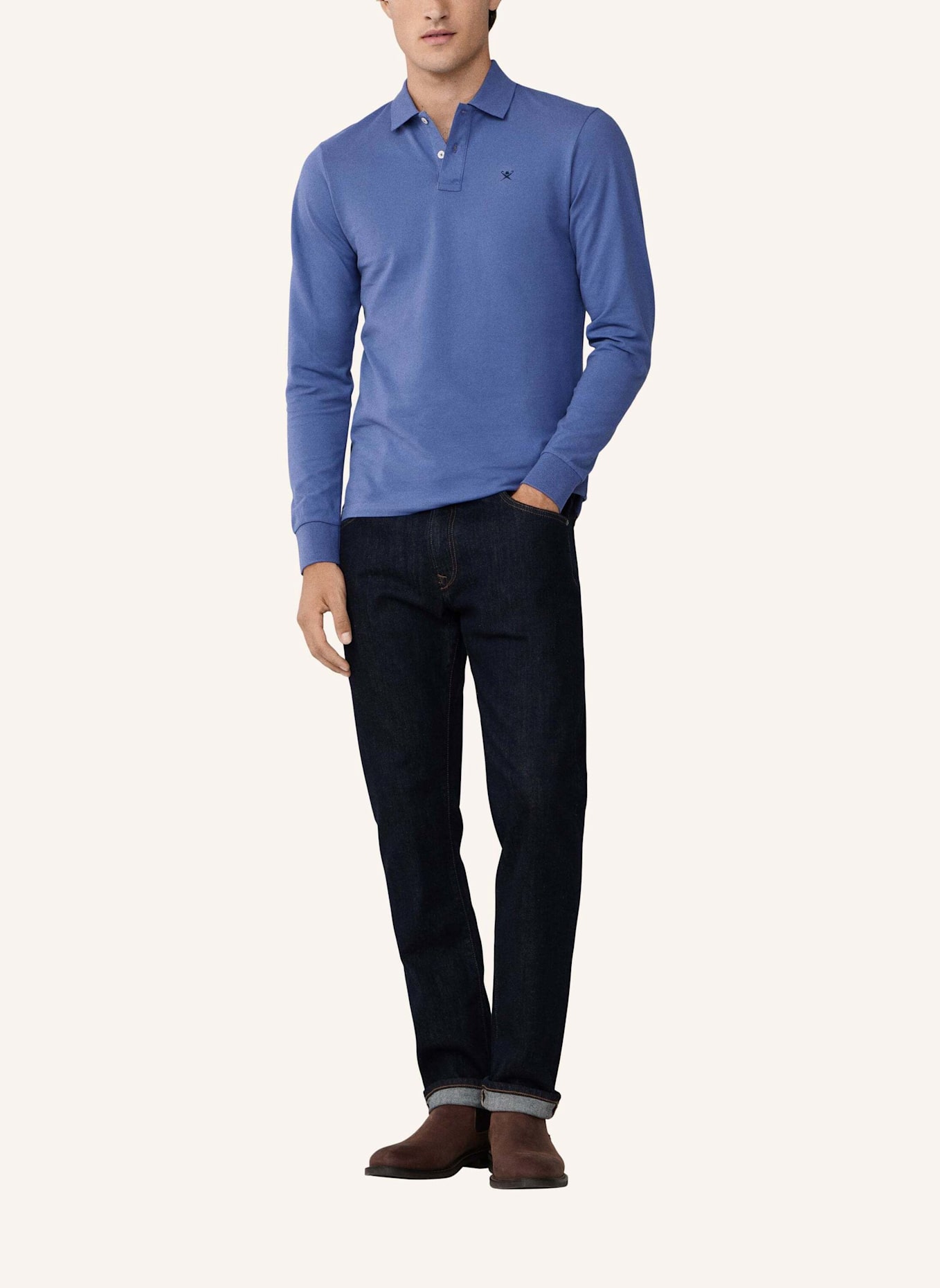 HACKETT LONDON Poloshirt SLIM FIT LOGO LS: BLAU