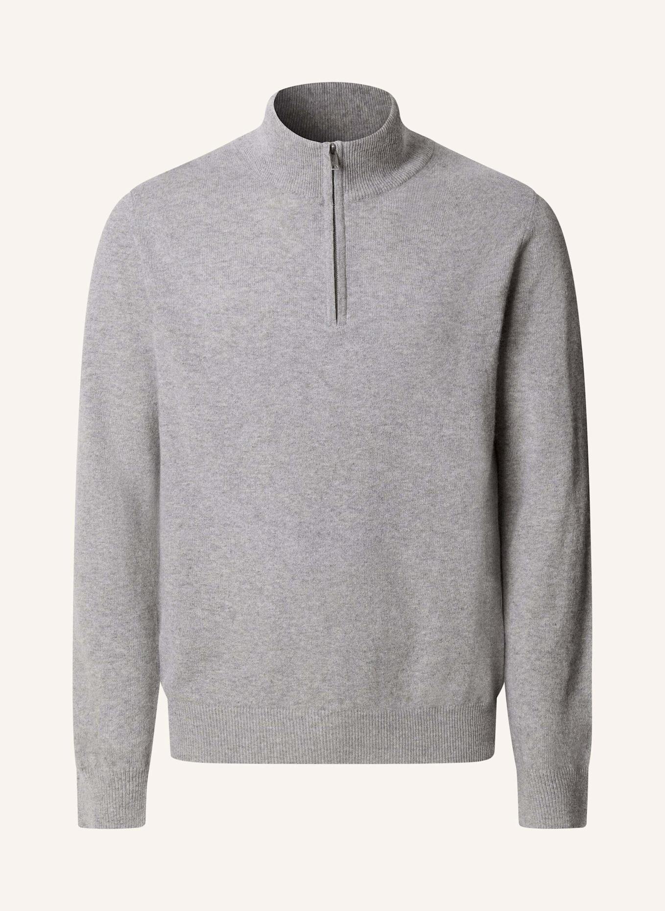 HACKETT LONDON Pullover MERINO CASH MIX HZIP: GRAU