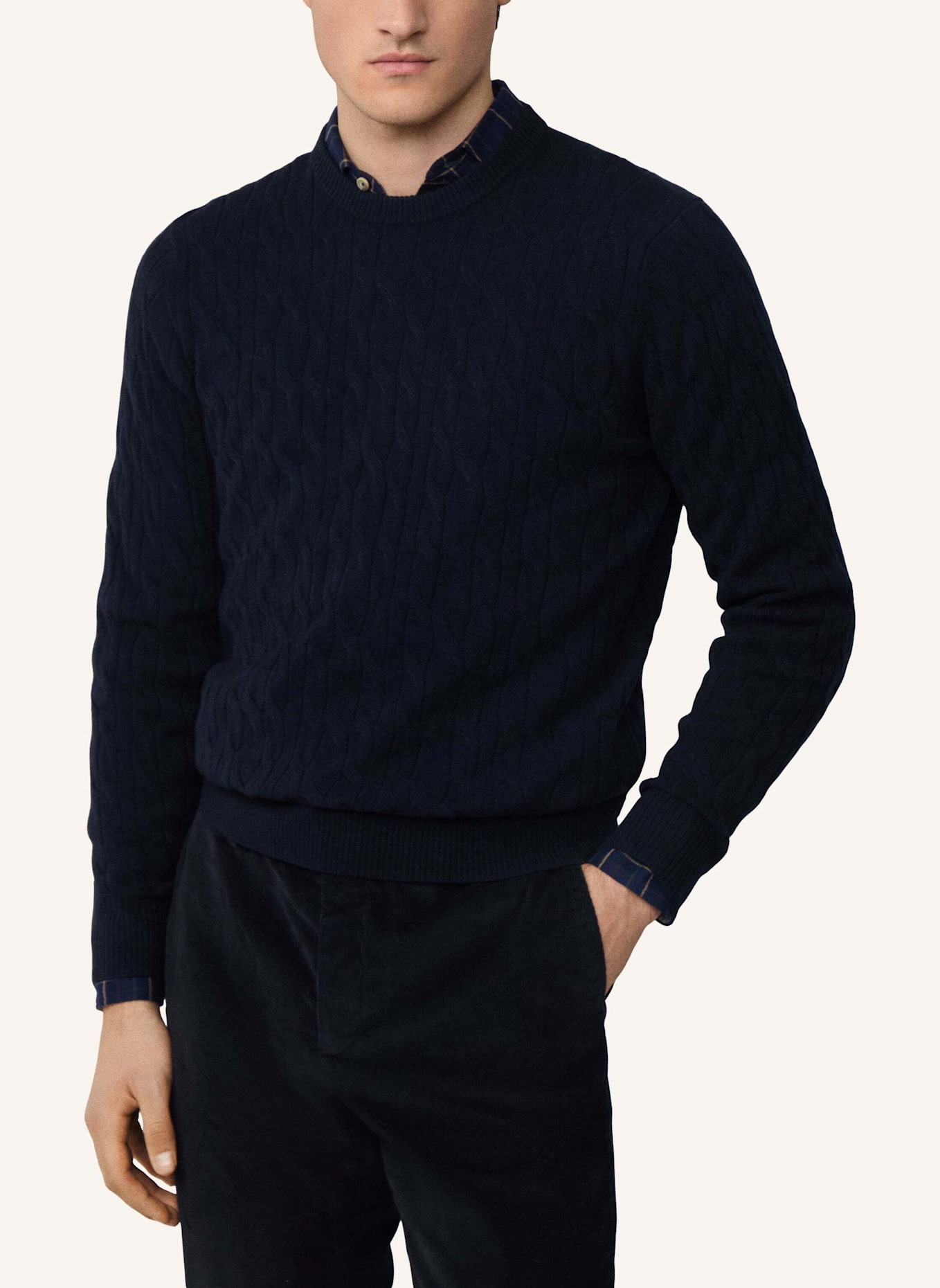 HACKETT LONDON Pullover LW CABLE CREW: BLAU