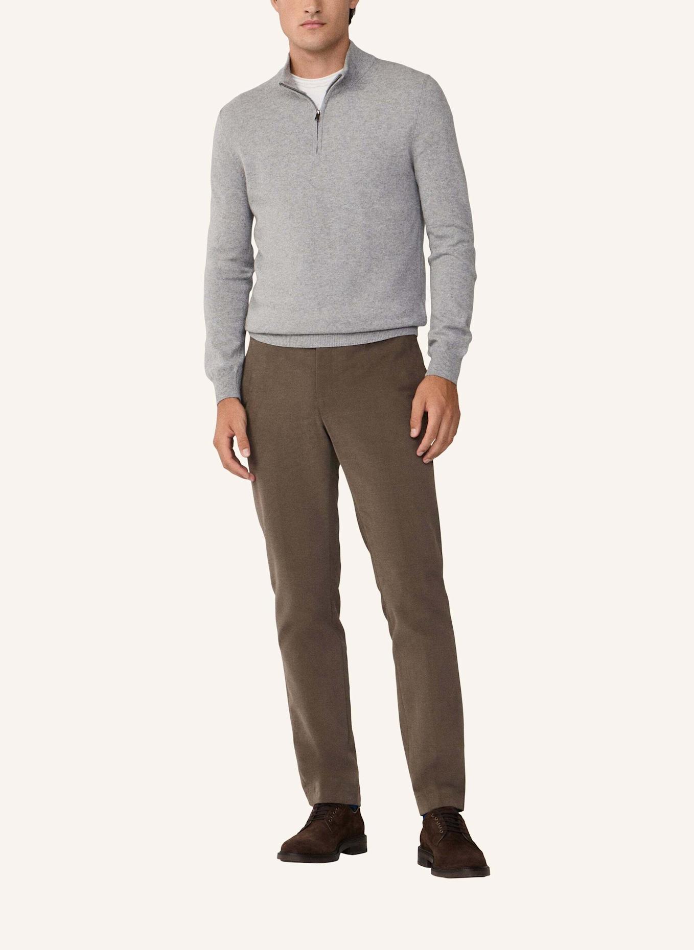 HACKETT LONDON Pullover MERINO CASH MIX HZIP: GRAU