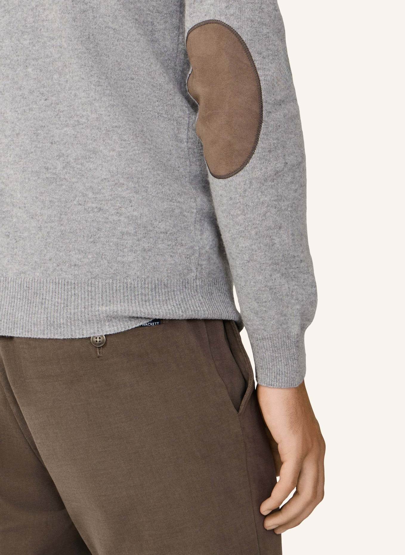 HACKETT LONDON Pullover MERINO CASH MIX HZIP: GRAU