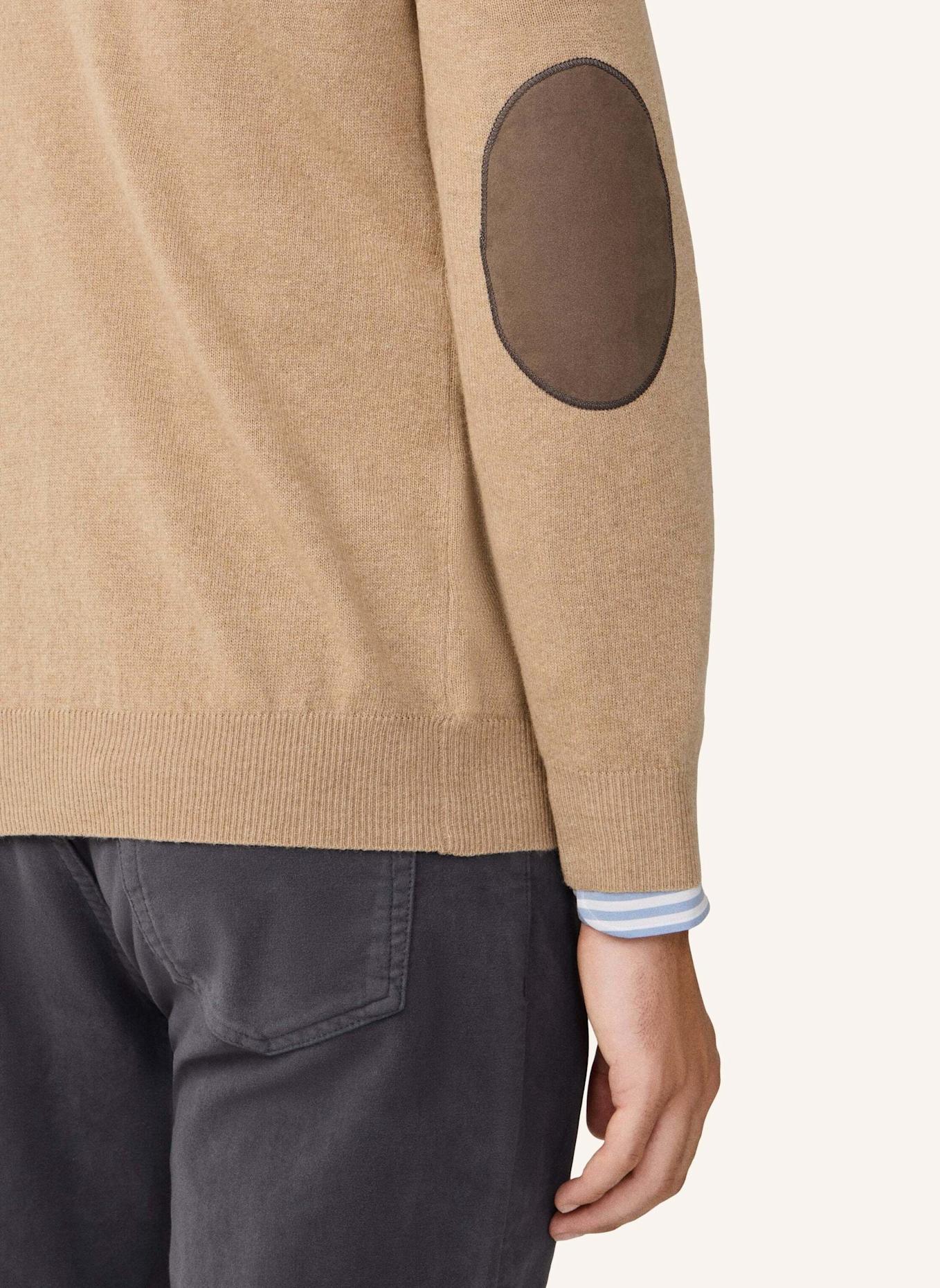 HACKETT LONDON Pullover MERINO CASH MIX HZIP: BEIGE