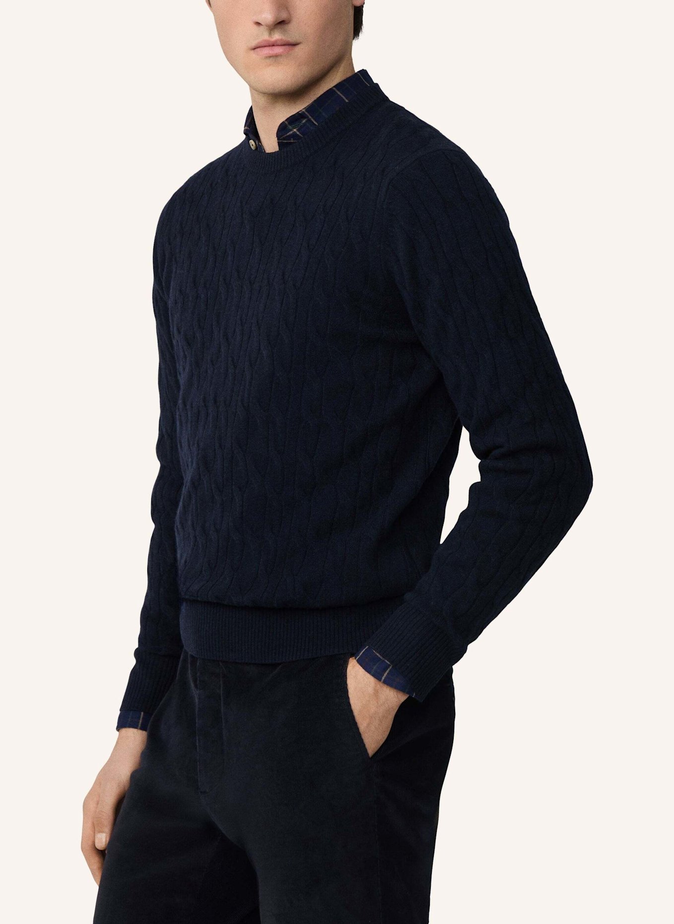 HACKETT LONDON Pullover LW CABLE CREW: BLAU