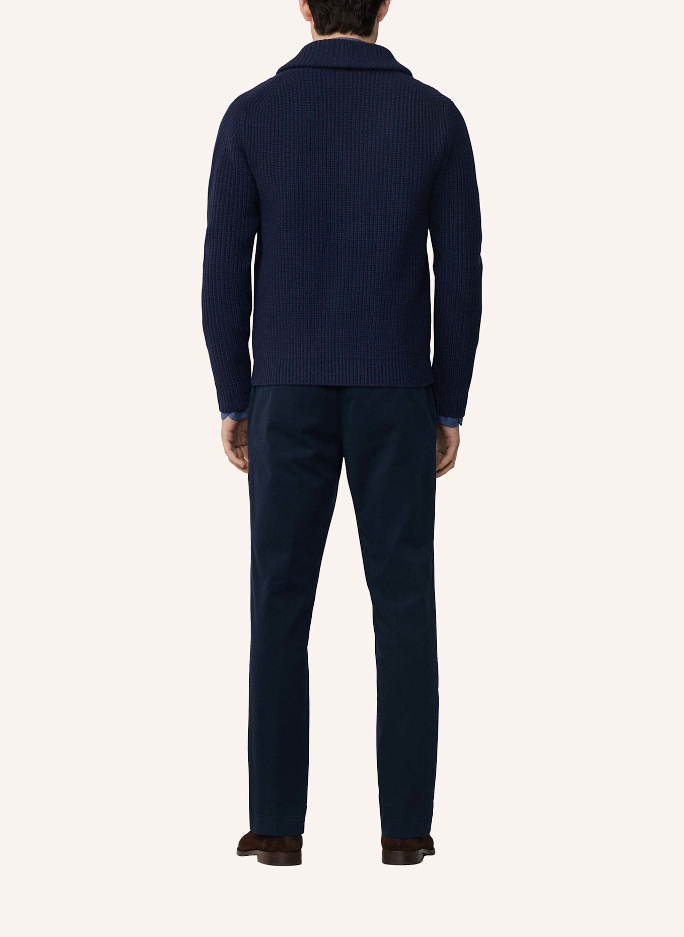 HACKETT LONDON Strickjacken Cardigan RIB SHAWL CARDI: BLAU