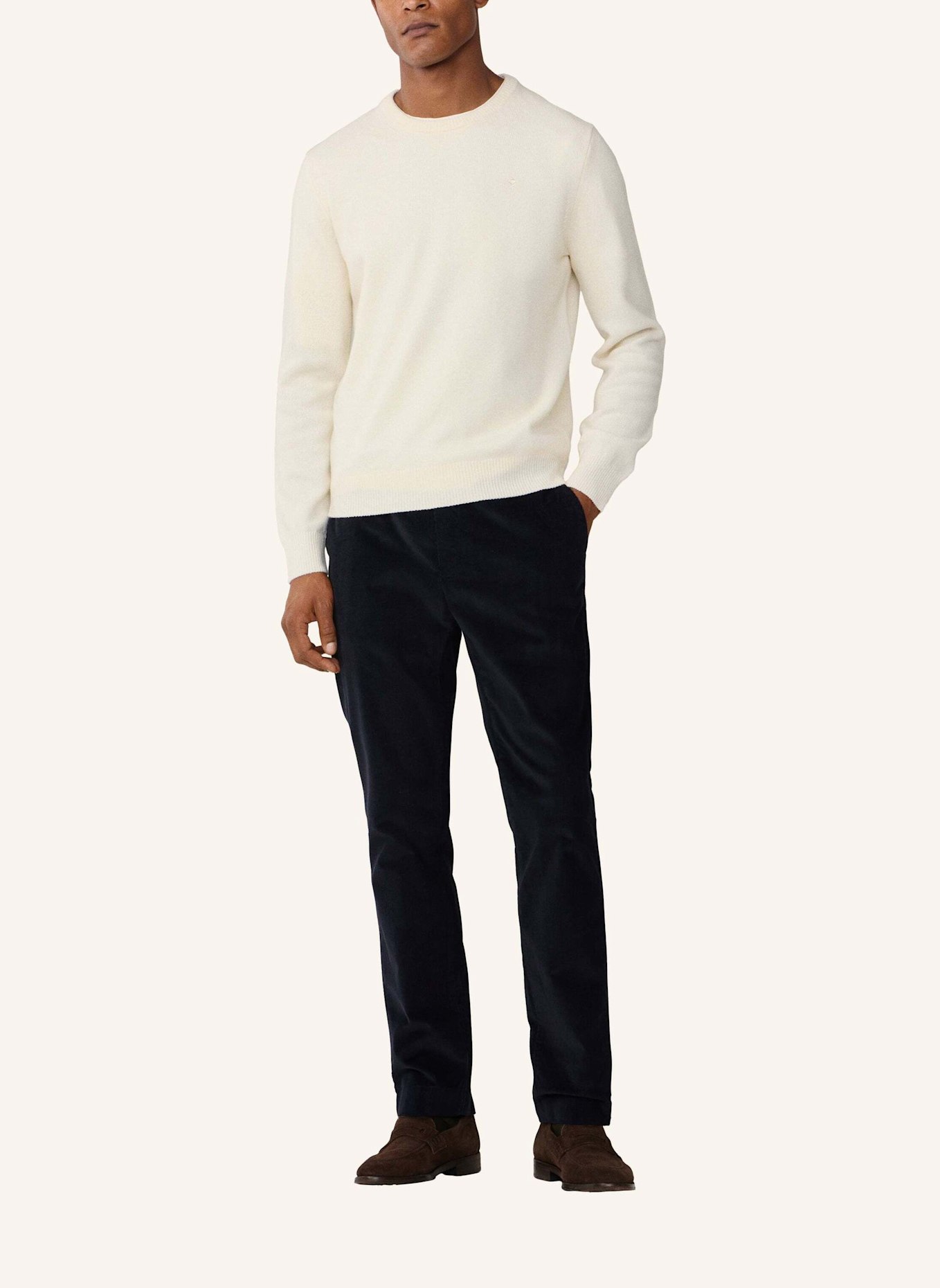 HACKETT LONDON Pullover LAMBSWOOL CREW: CREME