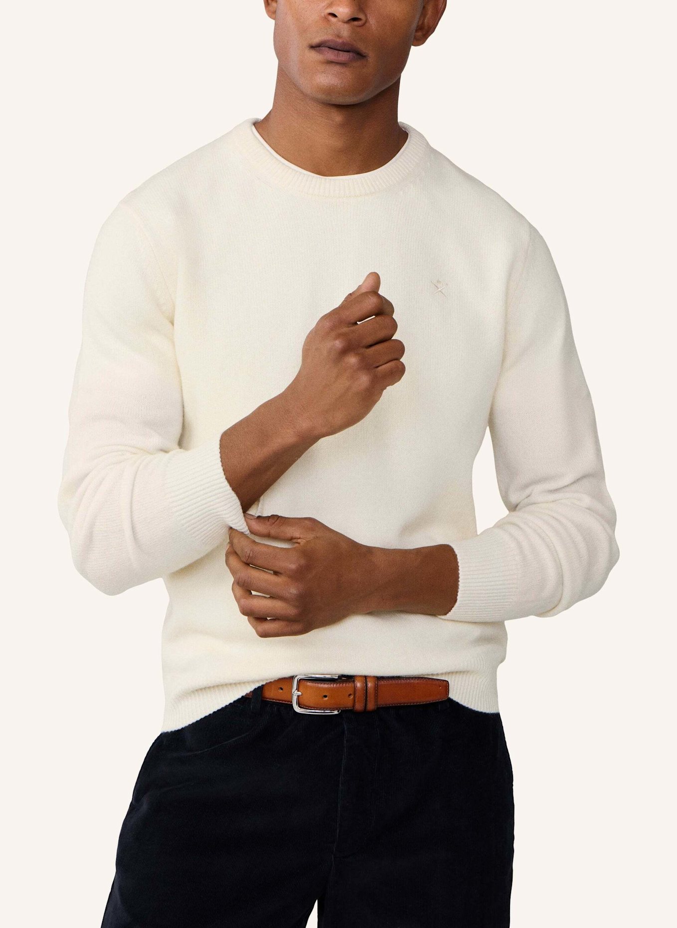 HACKETT LONDON Pullover LAMBSWOOL CREW: CREME