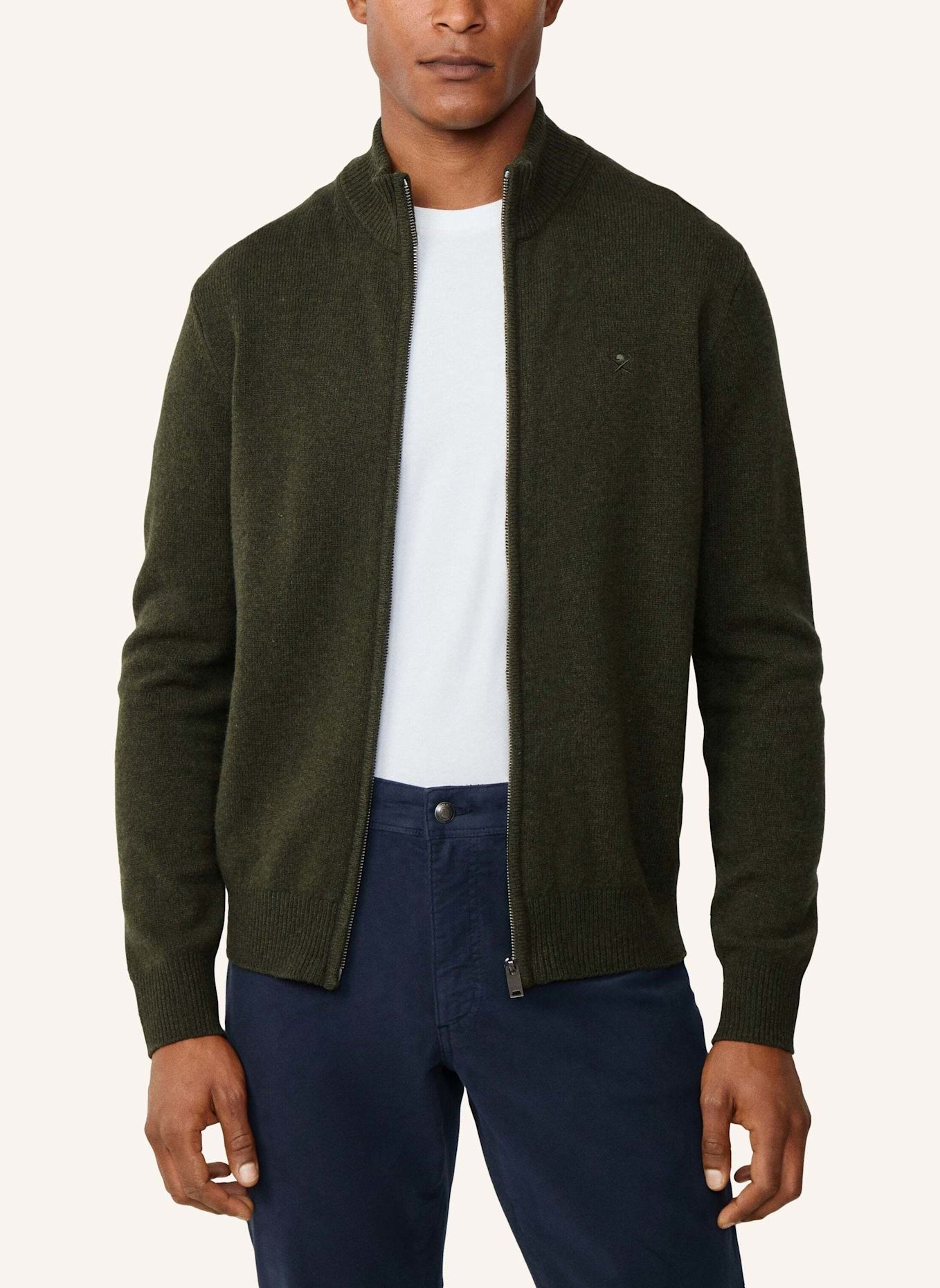 HACKETT LONDON Strickjacken Cardigan LAMBSWOOL FZIP: GRÜN
