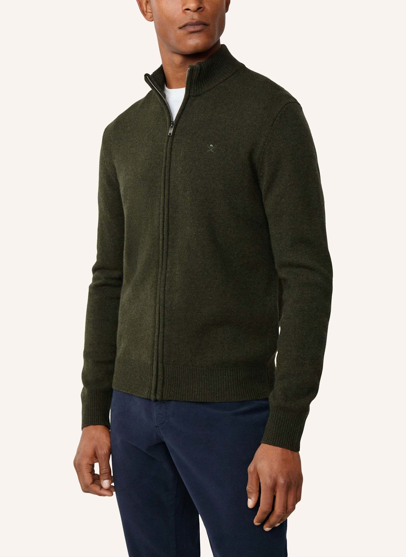 HACKETT LONDON Strickjacken Cardigan LAMBSWOOL FZIP: GRÜN