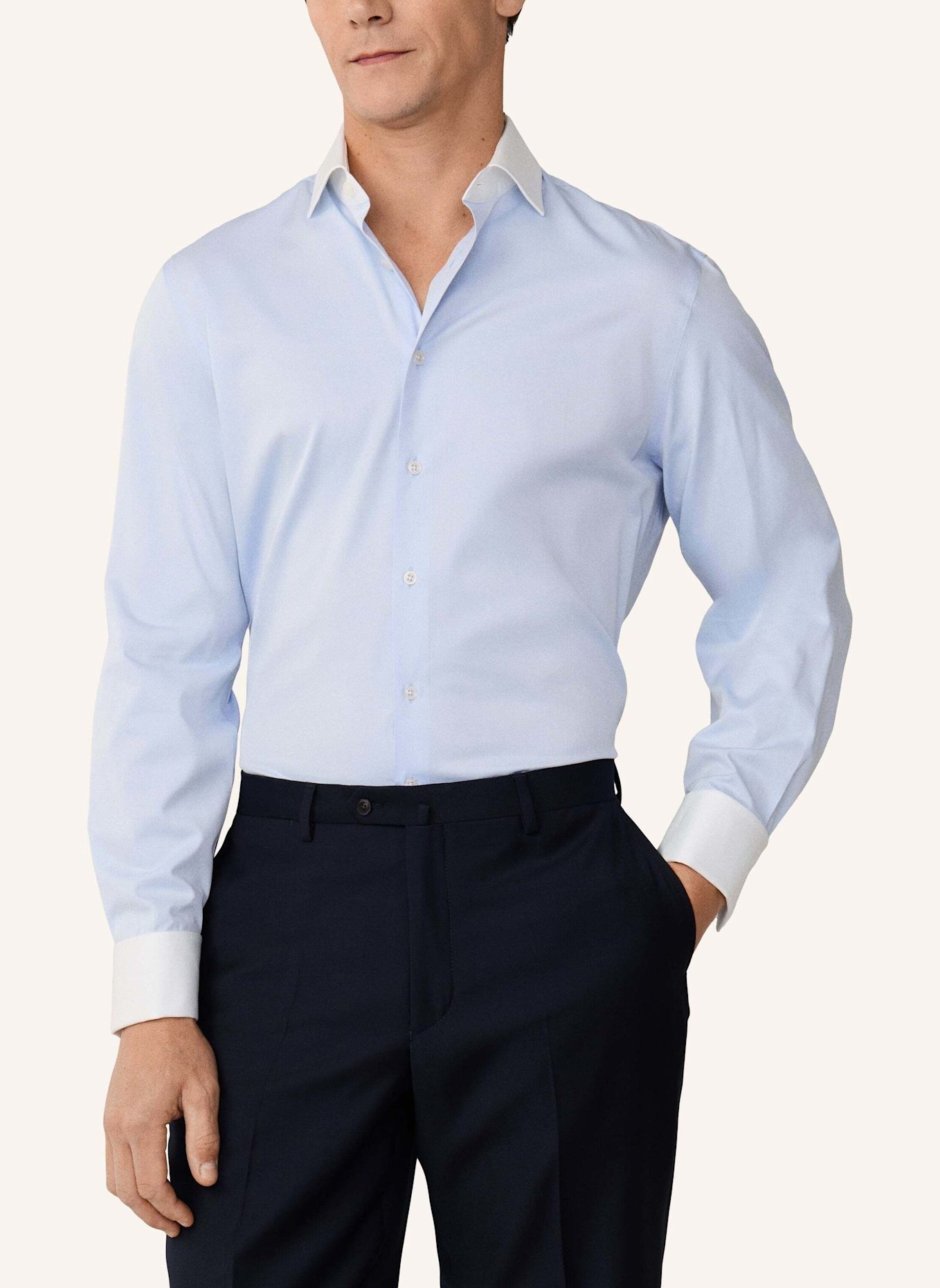 HACKETT LONDON Freizeithemd FORMAL TWILL WCC DC: HELLBLAU