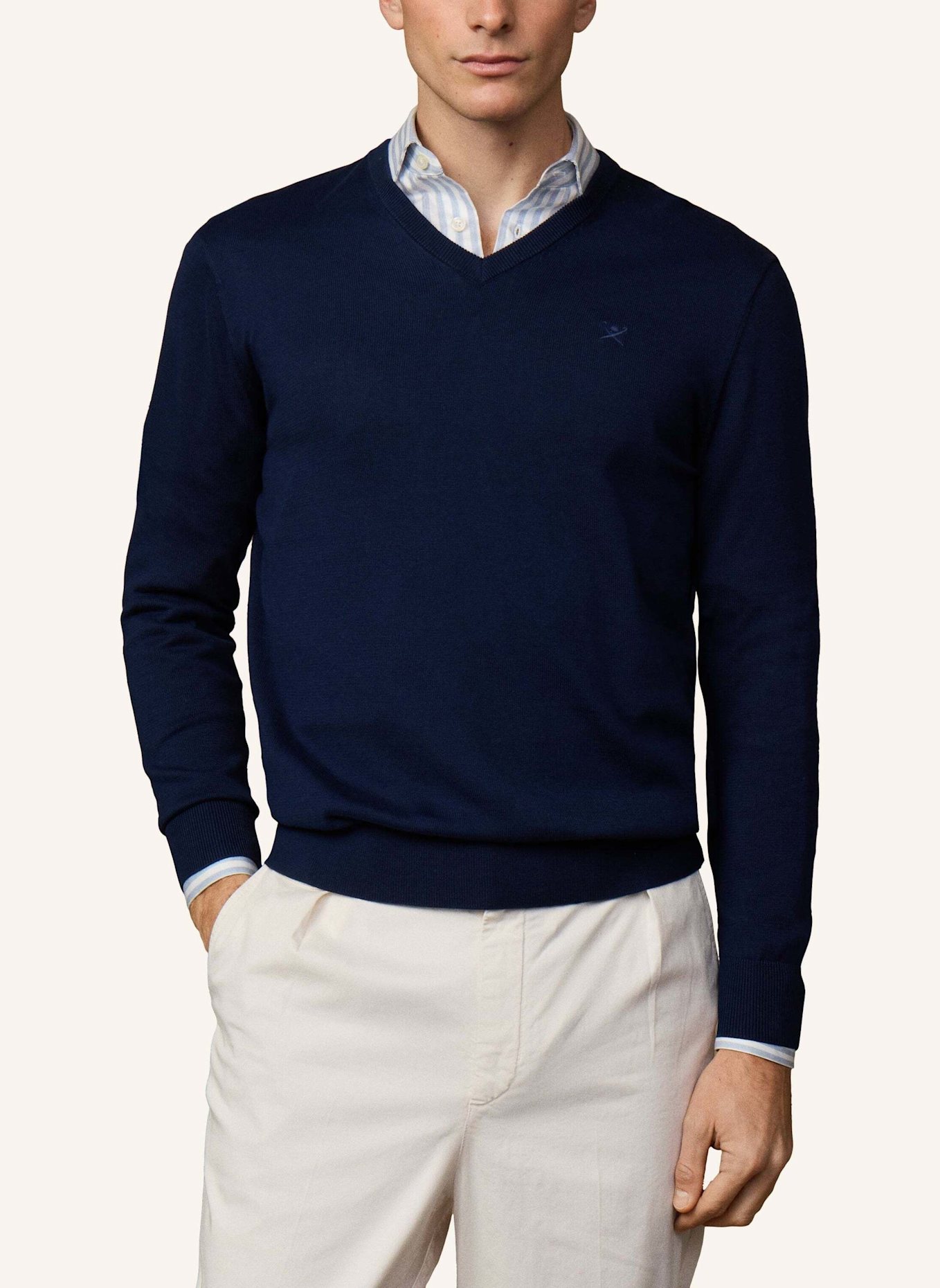 HACKETT LONDON Pullover ESS COTTON V NECK: BLAU
