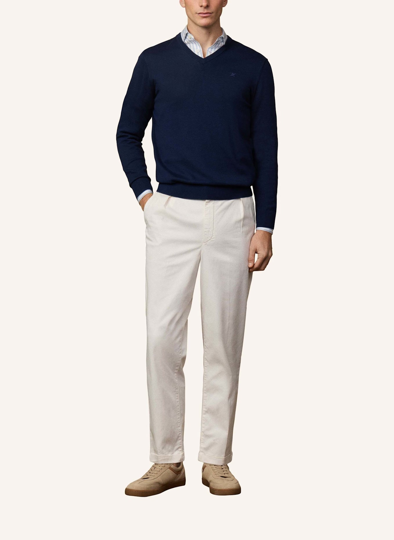 HACKETT LONDON Pullover ESS COTTON V NECK: BLAU