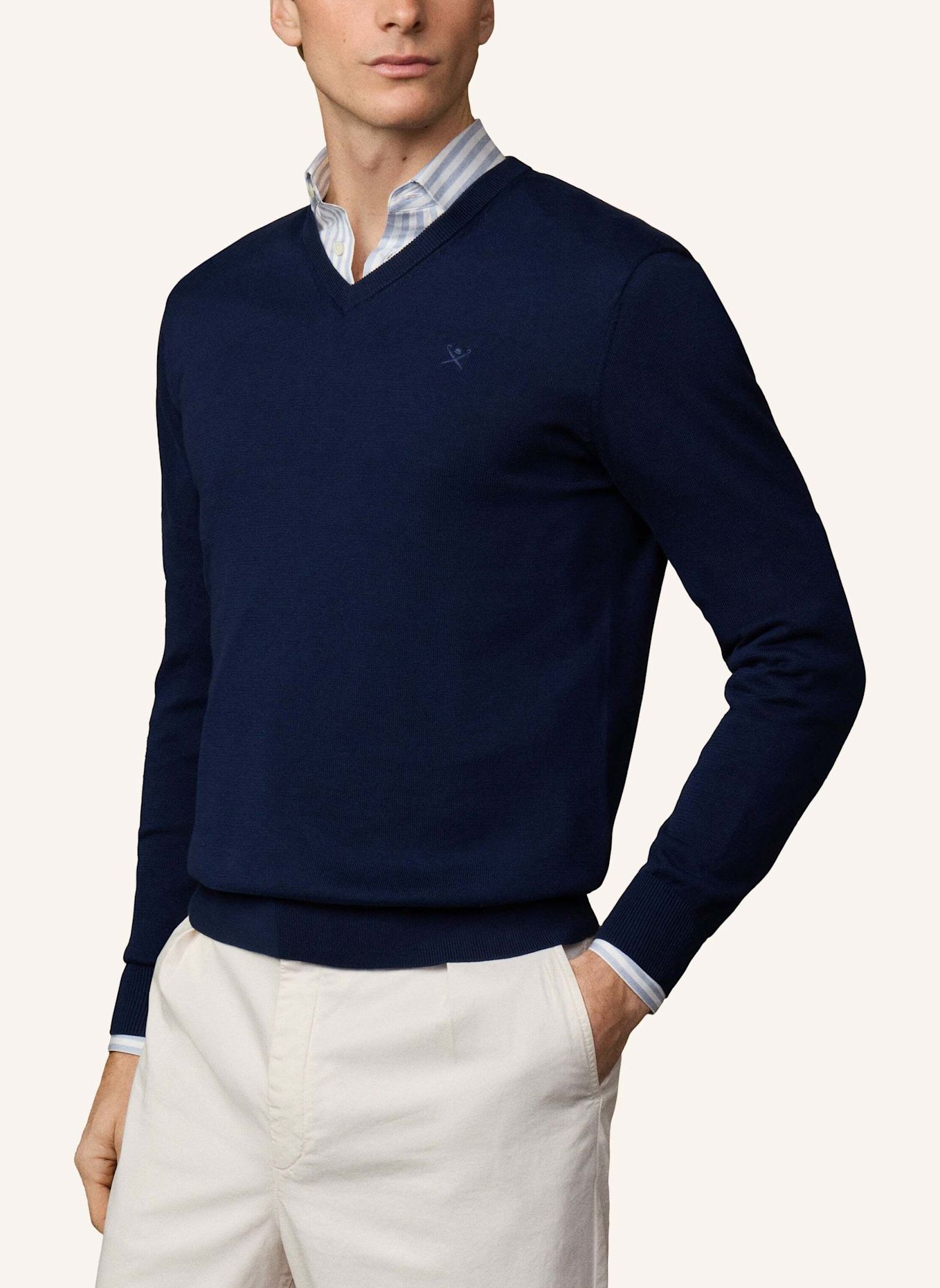 HACKETT LONDON Pullover ESS COTTON V NECK: BLAU