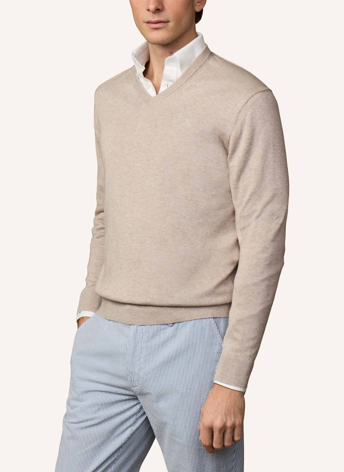 HACKETT LONDON Pullover ESS COTTON V NECK: BEIGE