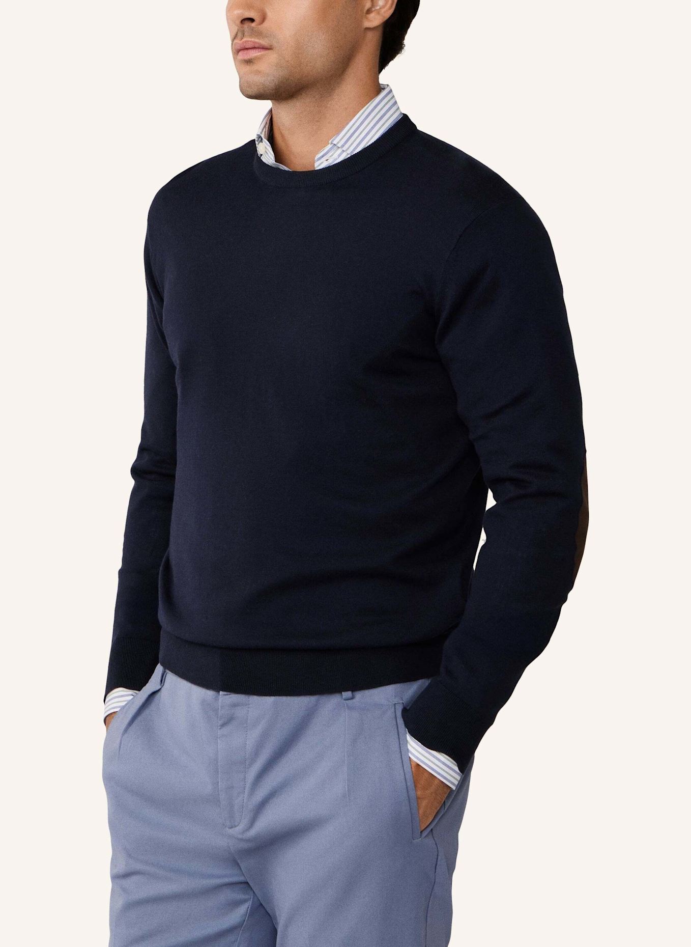 HACKETT LONDON Pullover COTTON CASH CREW: BLAU