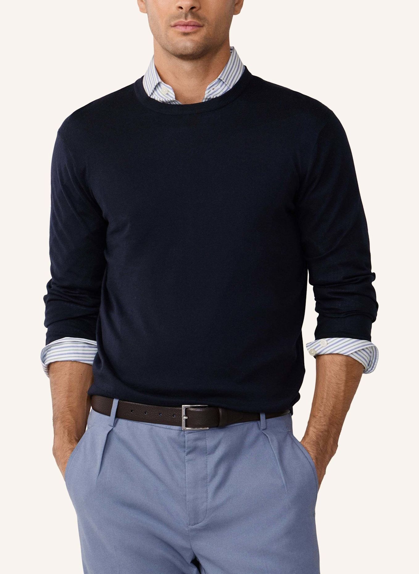 HACKETT LONDON Pullover COTTON CASH CREW: BLAU