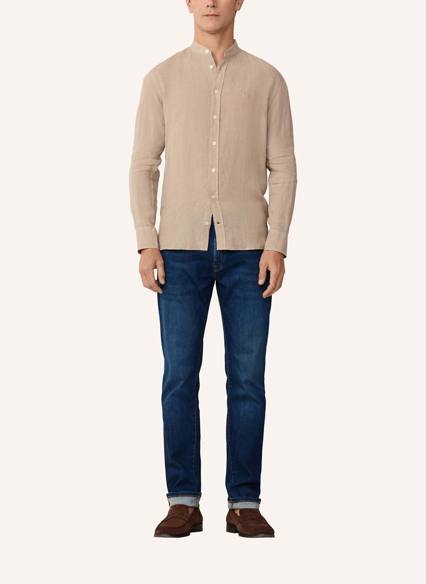 HACKETT LONDON Freizeithemd ESS GMD LINEN PORTER: TAUPE/ HELLBRAUN